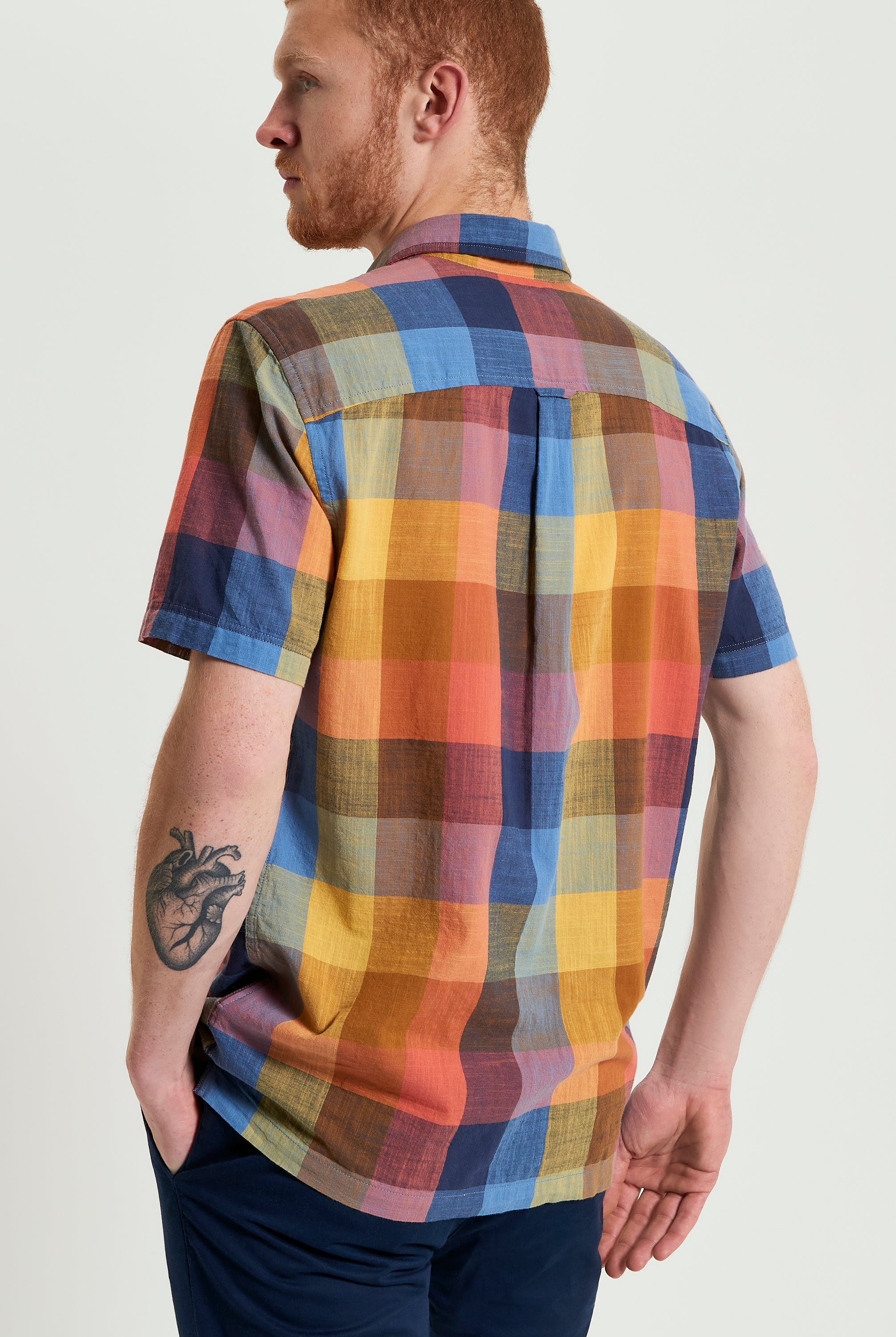 Multicolour Check – Classic cotton shirt with vibrant colors and casual point collar