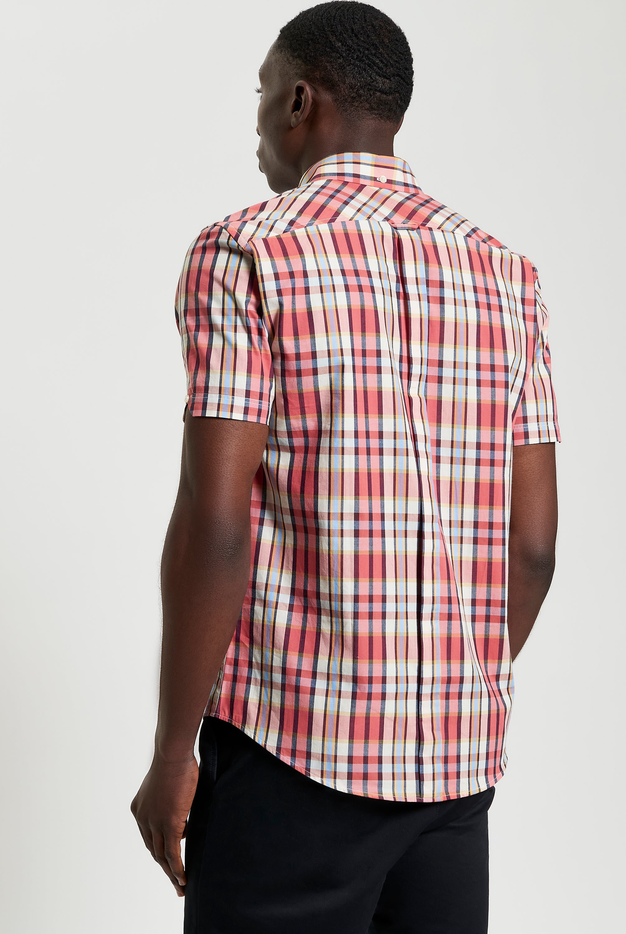 Irregular Check shirt – stylish back view showcasing the unique plaid pattern and modern fit.