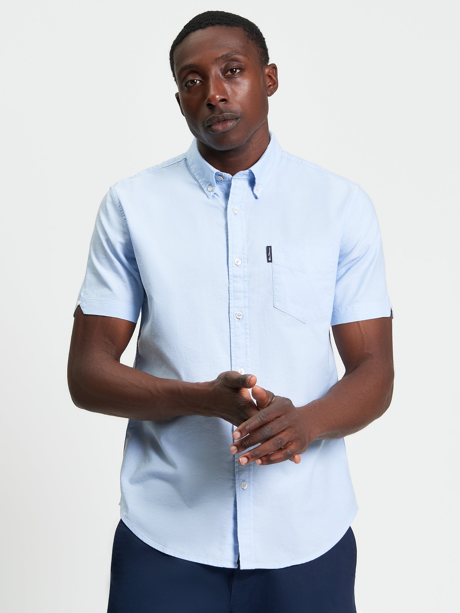 Signature Oxford Short Sleeve Shirt - Light Blue - Back View