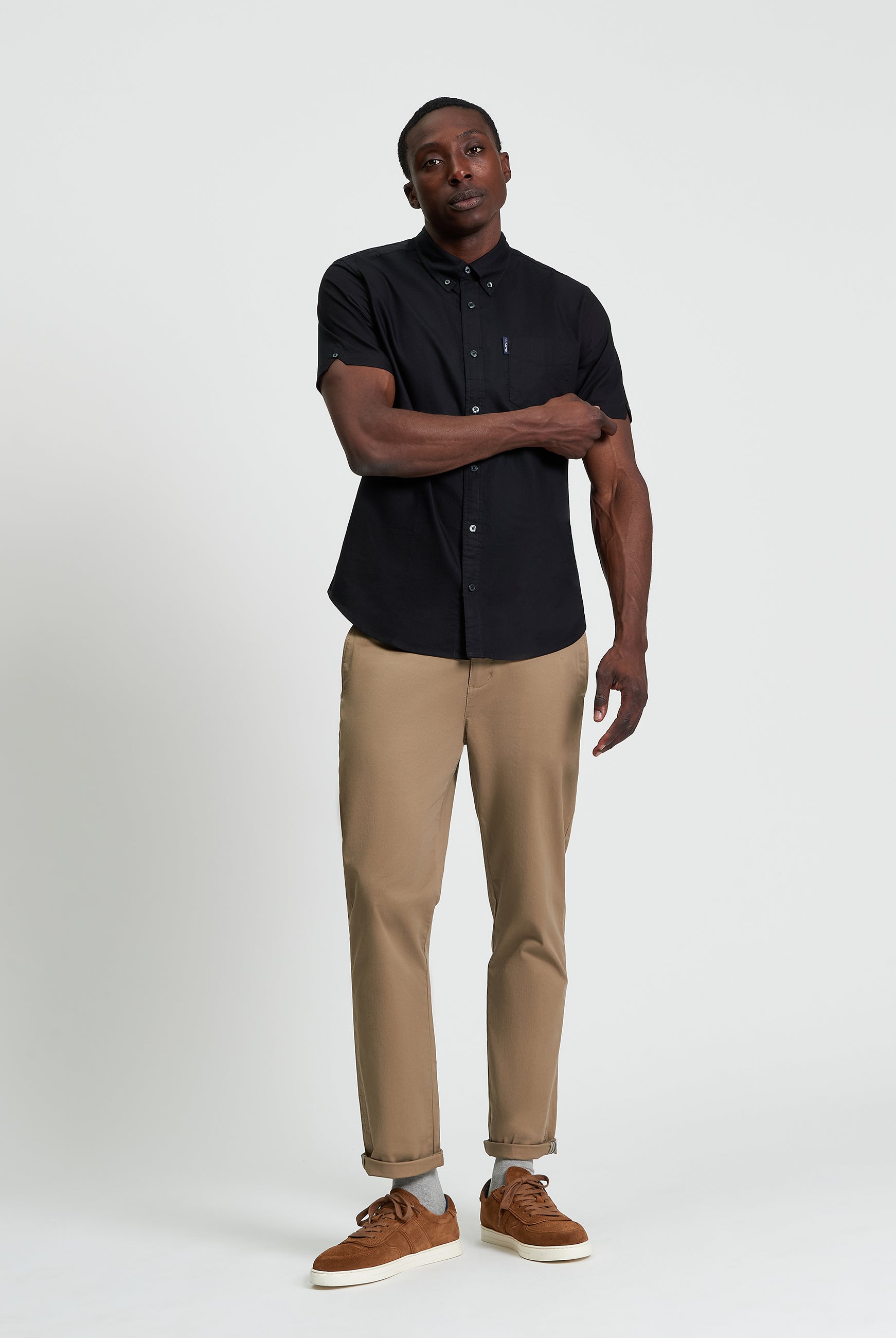 Signature Oxford Short Sleeve Shirt - Light Blue - Full Length View