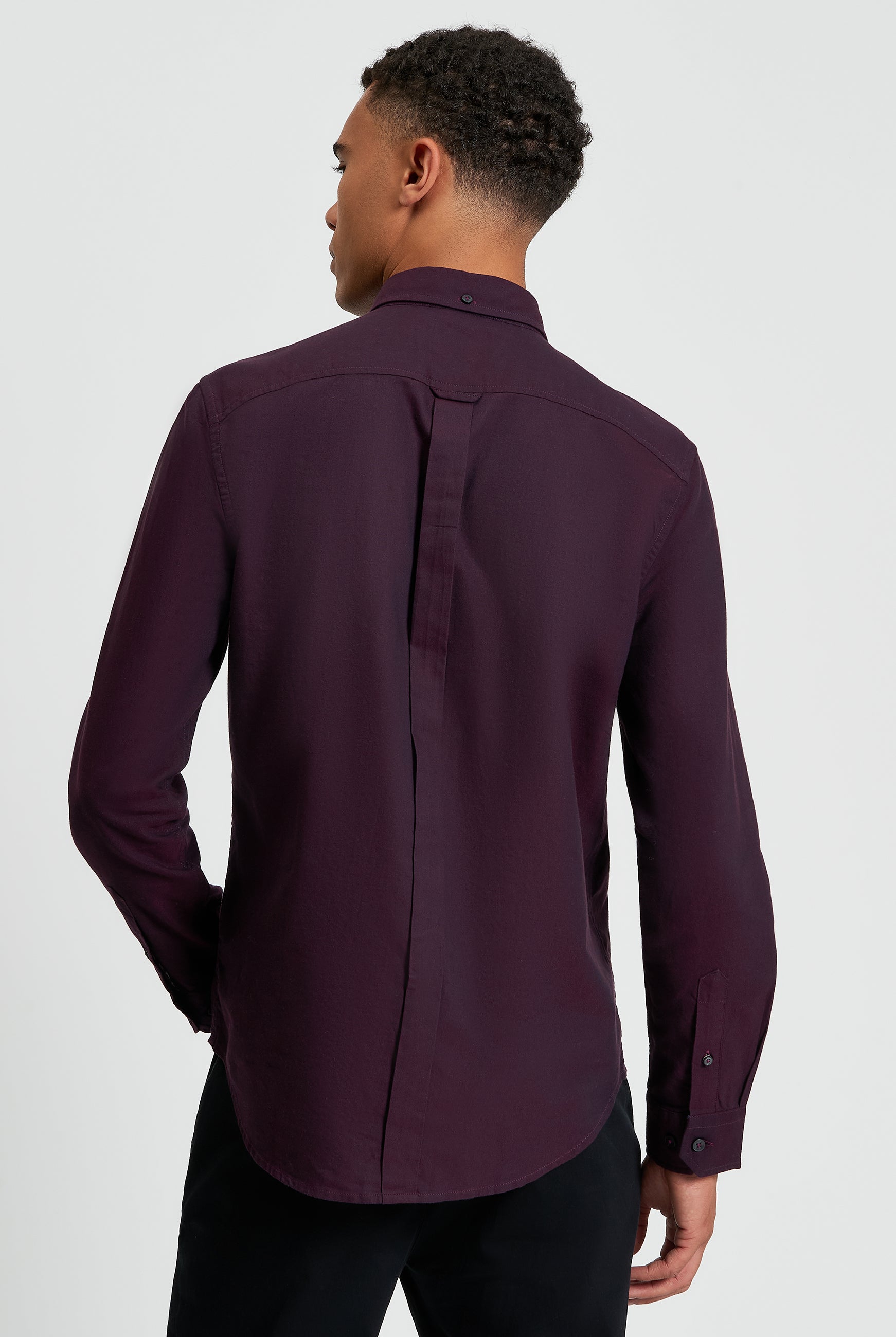 Signature Oxford Long Sleeve Shirt - Dark Wine - Back View