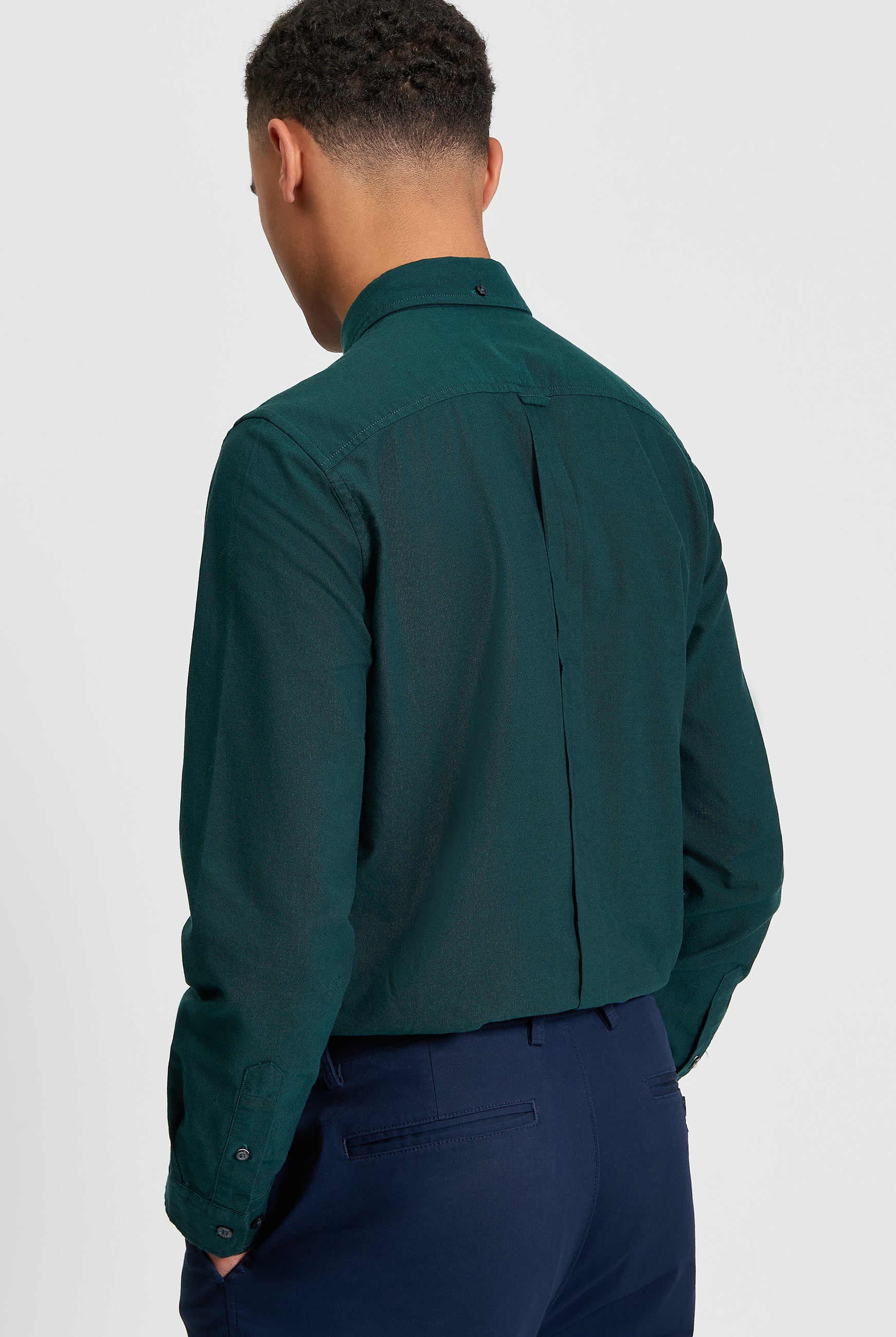 Signature Oxford Long Sleeve Shirt - Dark Green - Back View