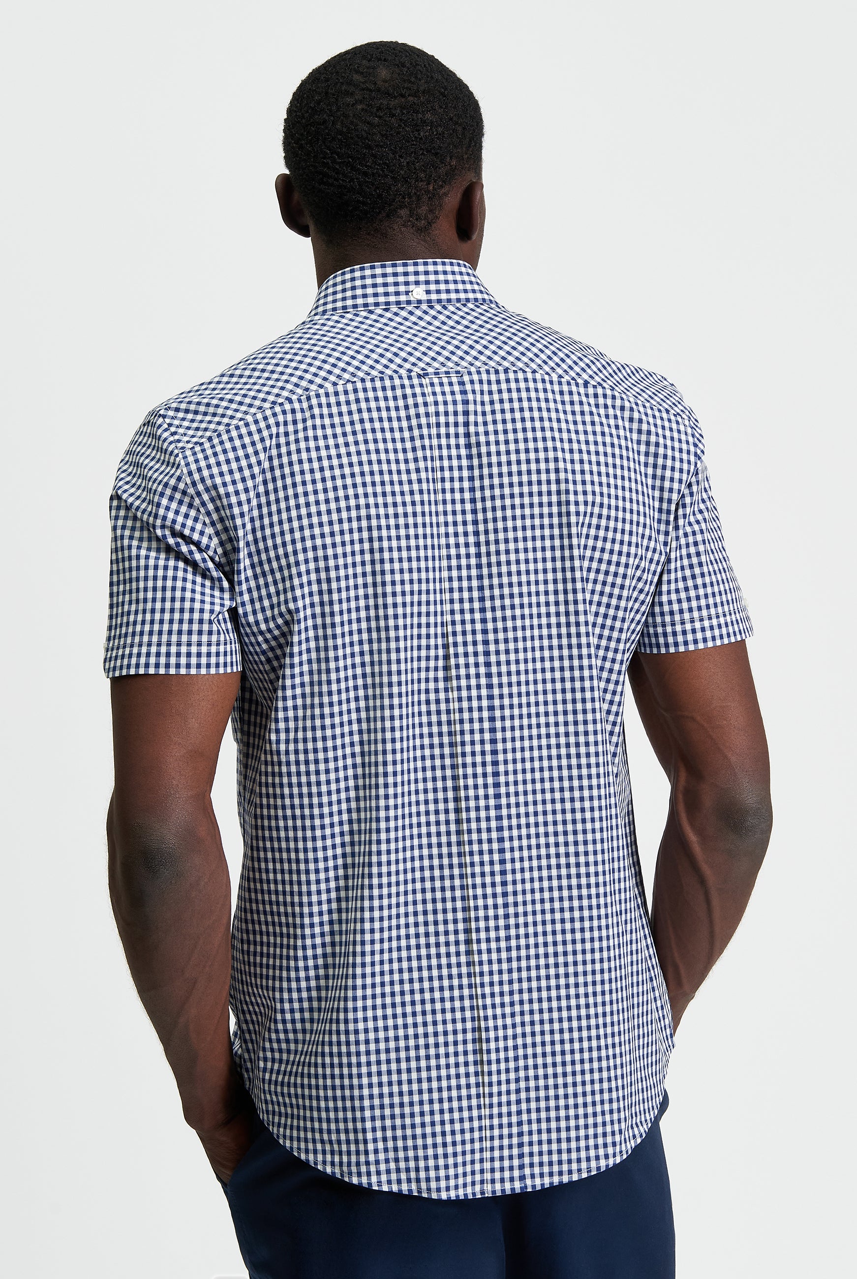 Gingham Check Short Sleeve Shirt Dark Blue