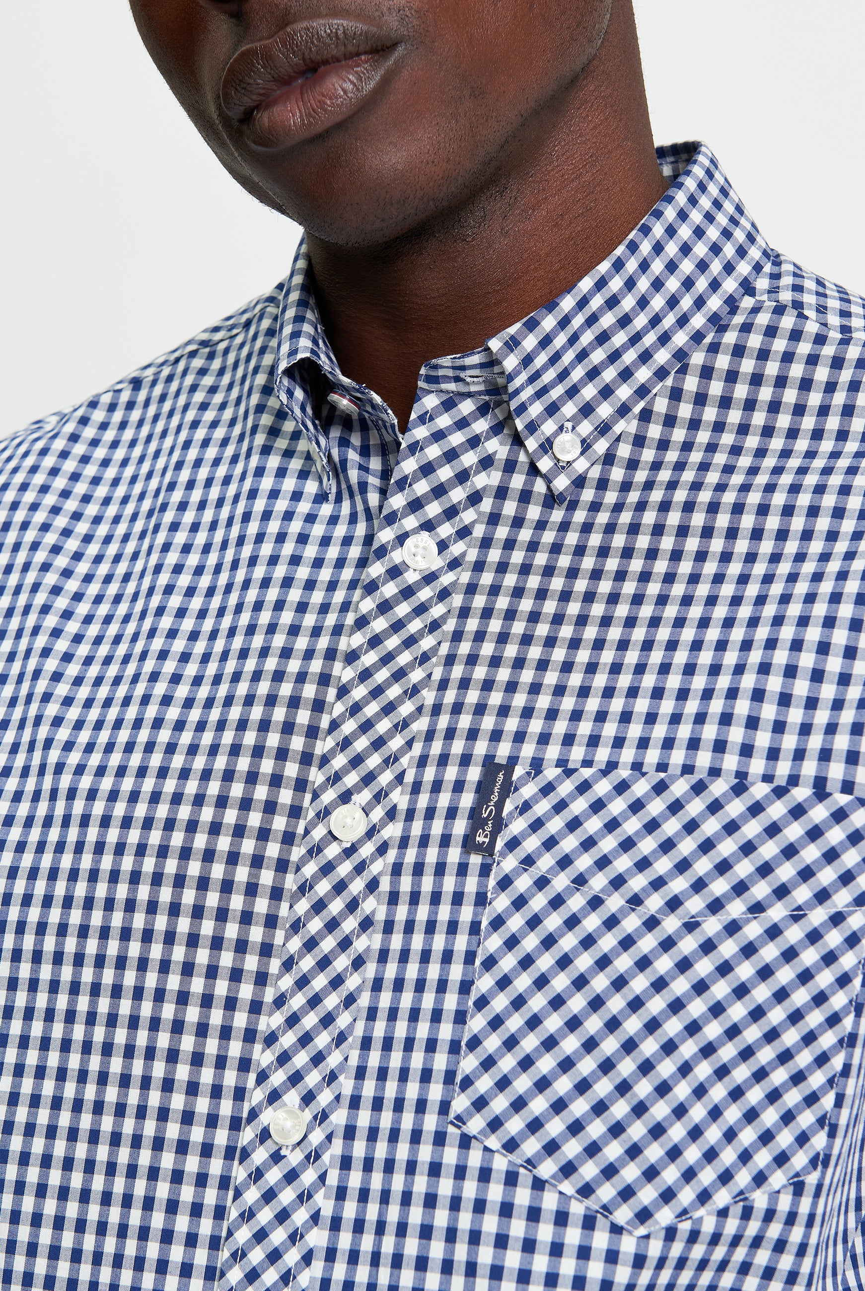 Gingham Check Short Sleeve Shirt Dark Blue