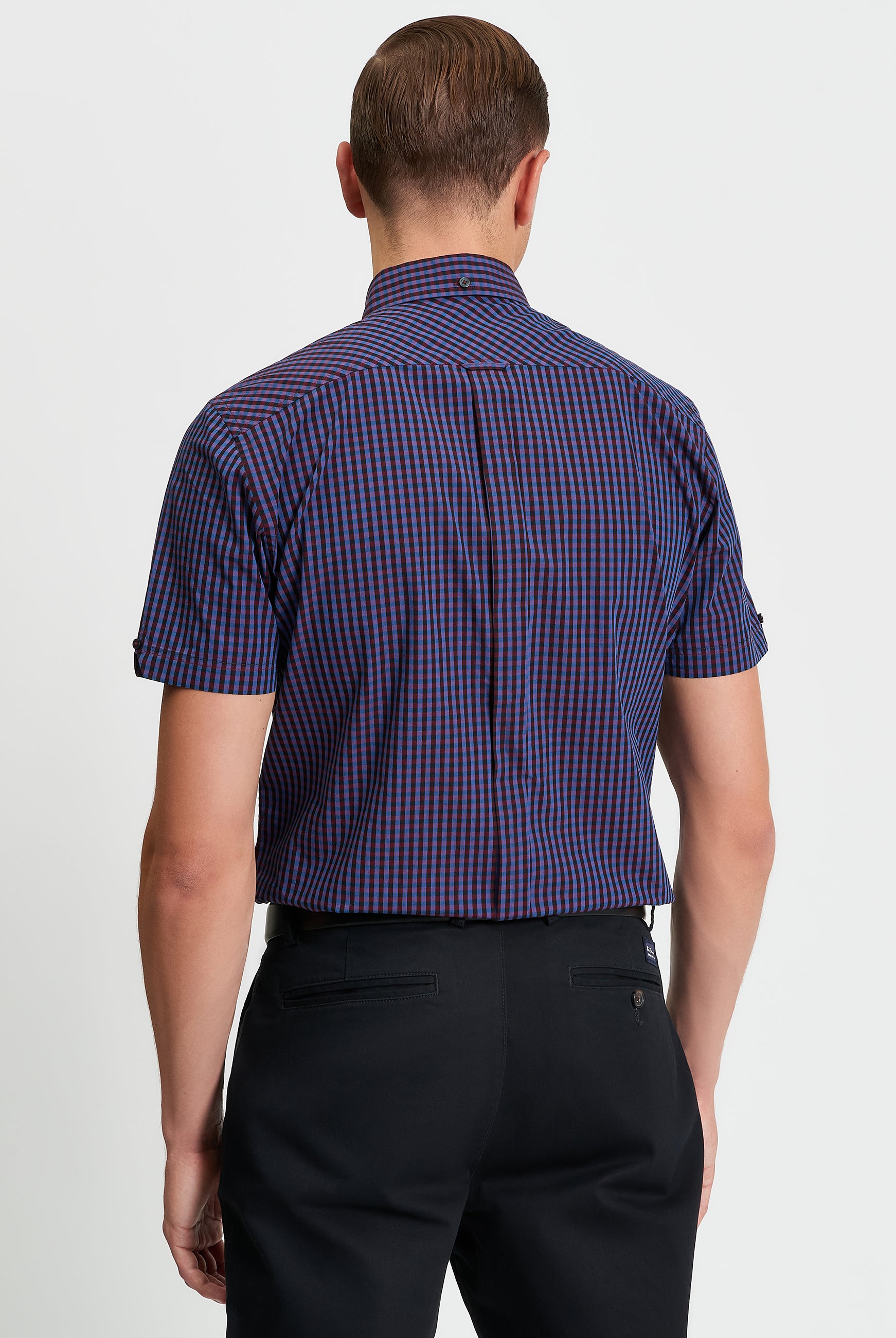 Signature Gingham Short Sleeve Shirt - Red - Back