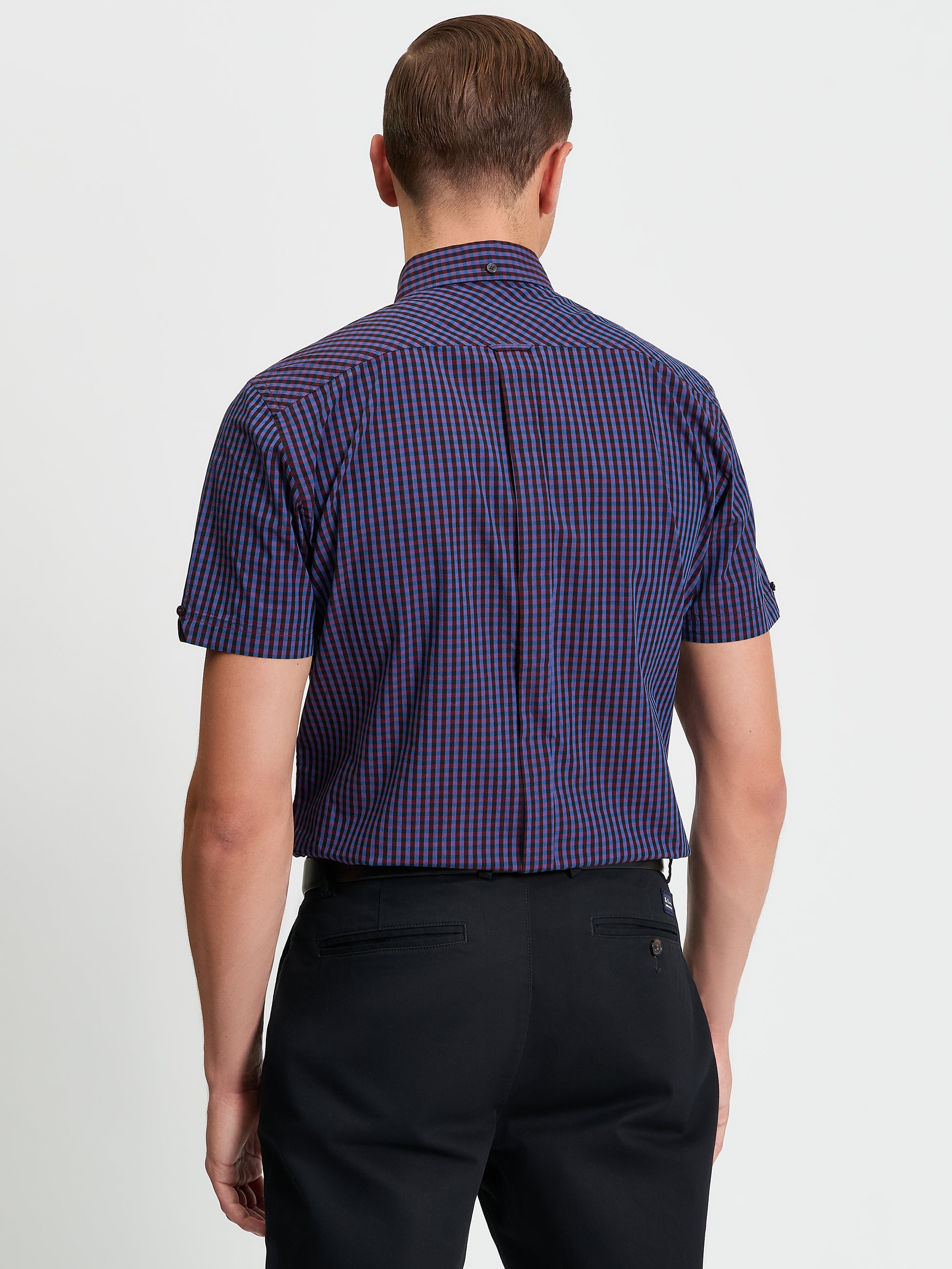 Signature Gingham Short Sleeve Shirt - Red - Back
