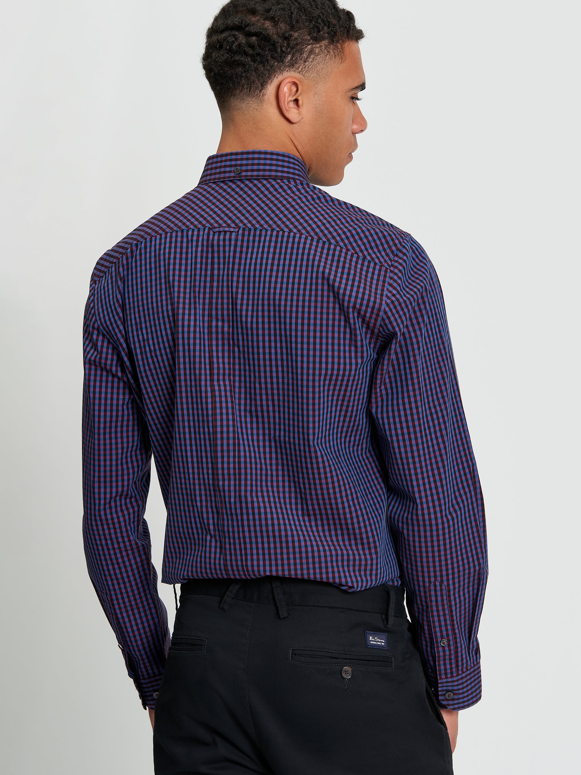 Gingham Check Lone Sleeve Shirt Red