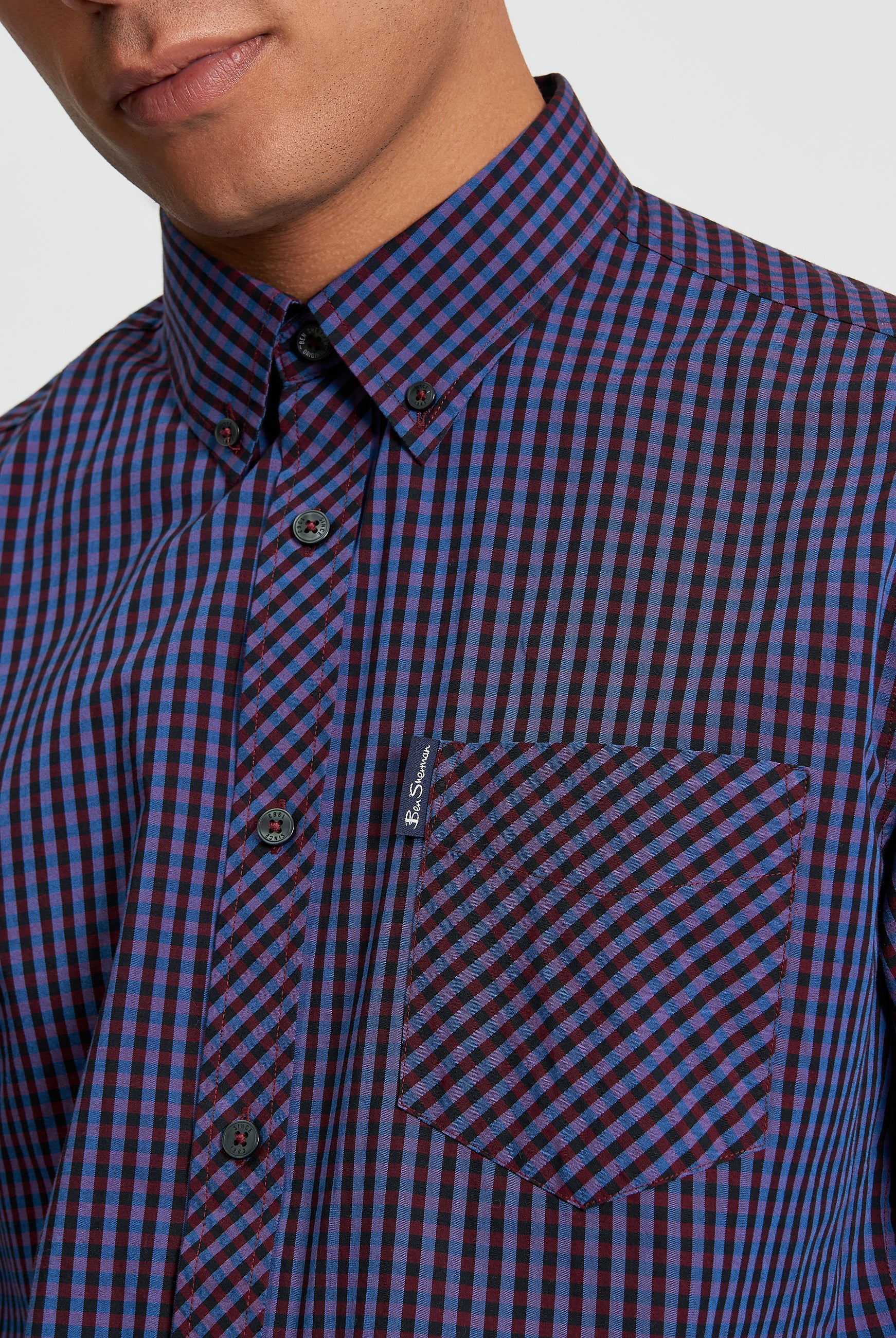 Signature Gingham Long Sleeve Shirt - Red - Close Up