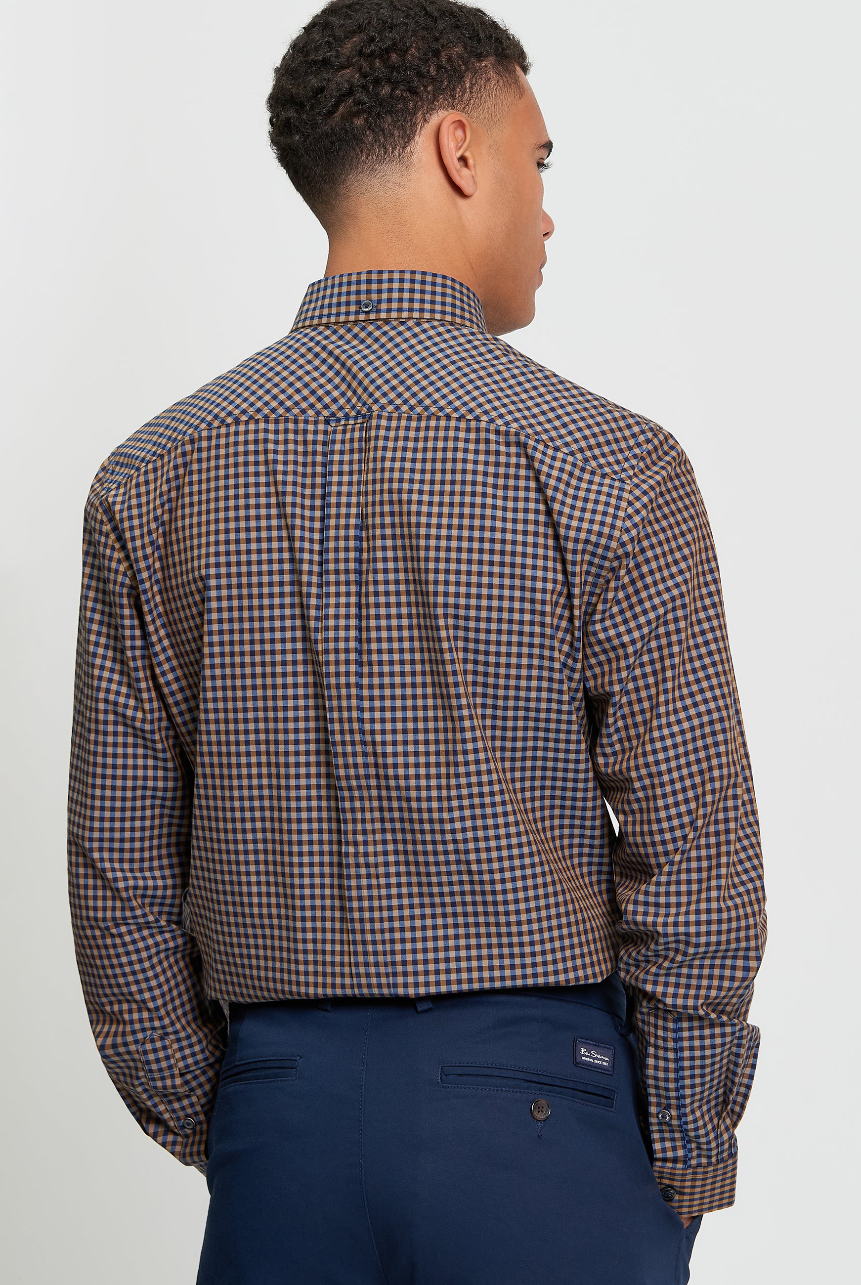 Signature Gingham Long Sleeve Shirt - Bronze - Back View
