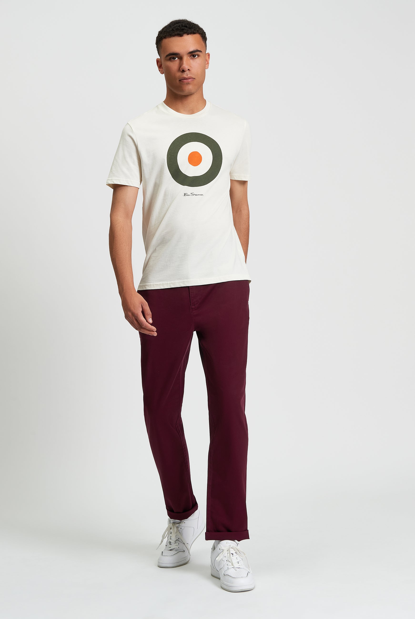 Signature Slim Stretch Chino - Dark Wine - Full Length View