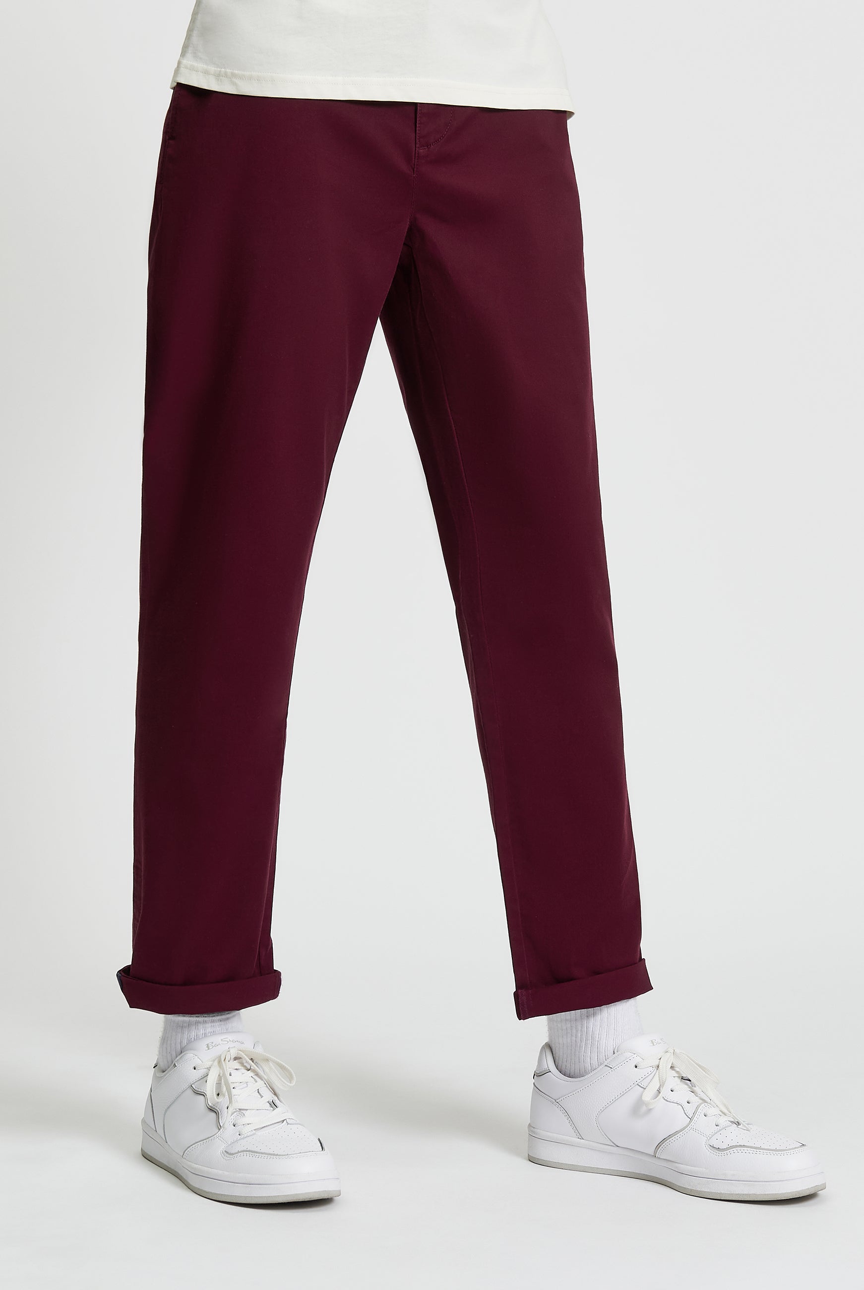 Signature Slim Stretch Chino - Dark Wine - Front View