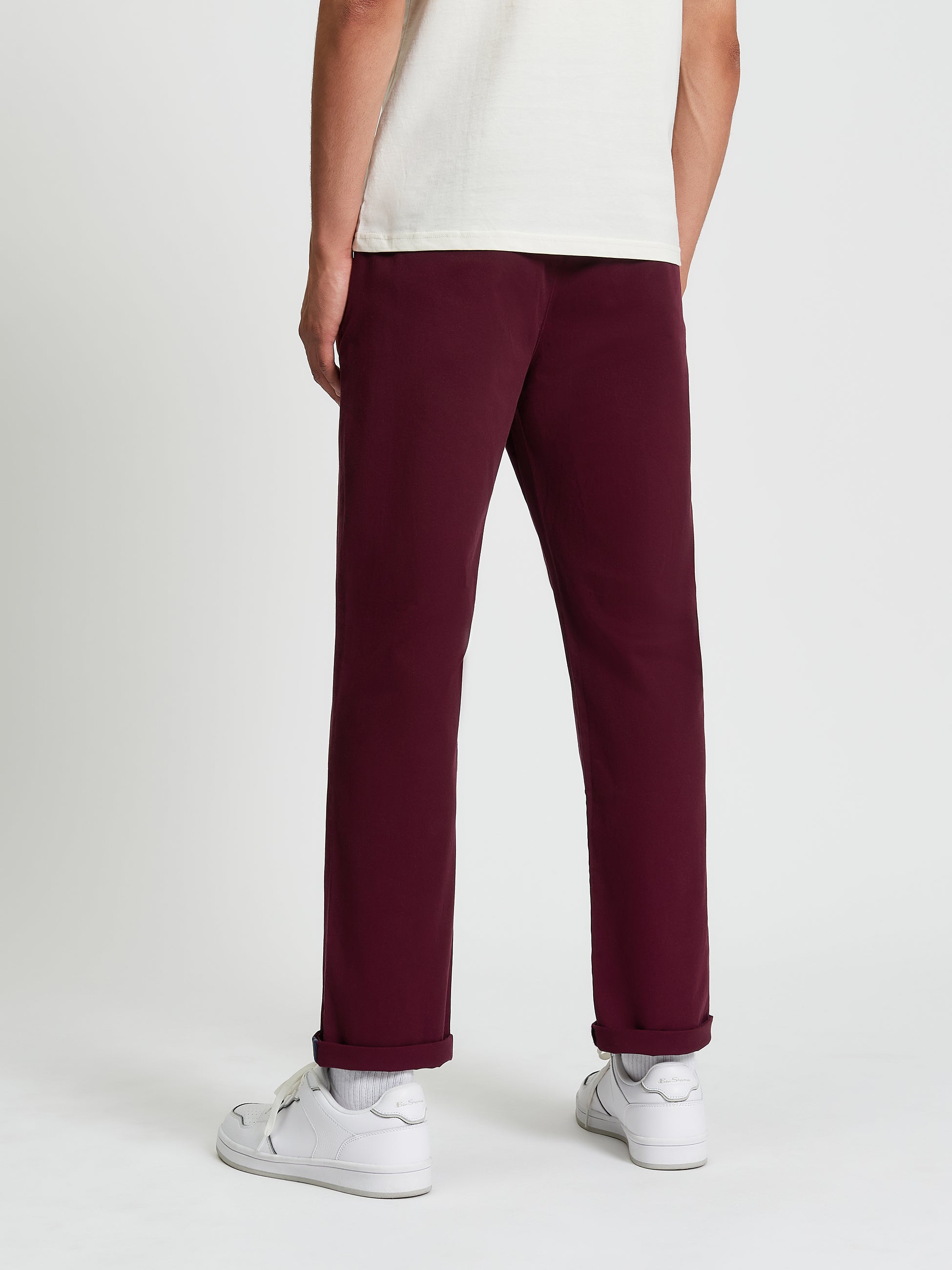 Signature Slim Stretch Chino - Dark Wine - Back View