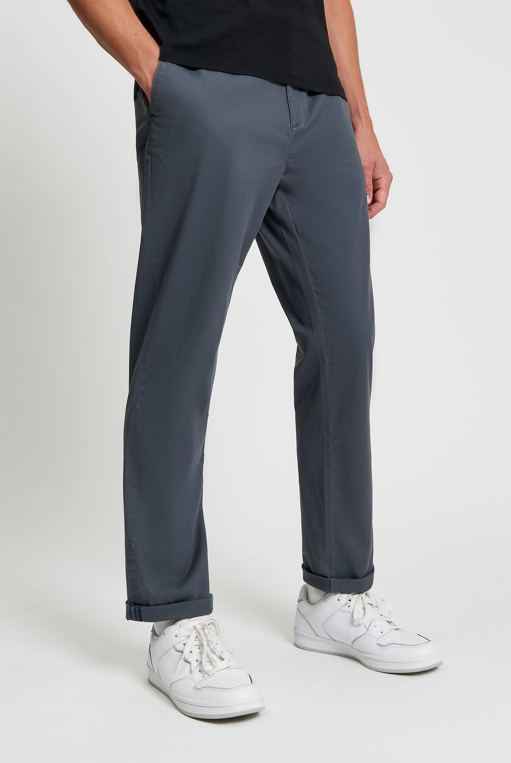 Signature Slim Stretch Chino - Slate - Front View
