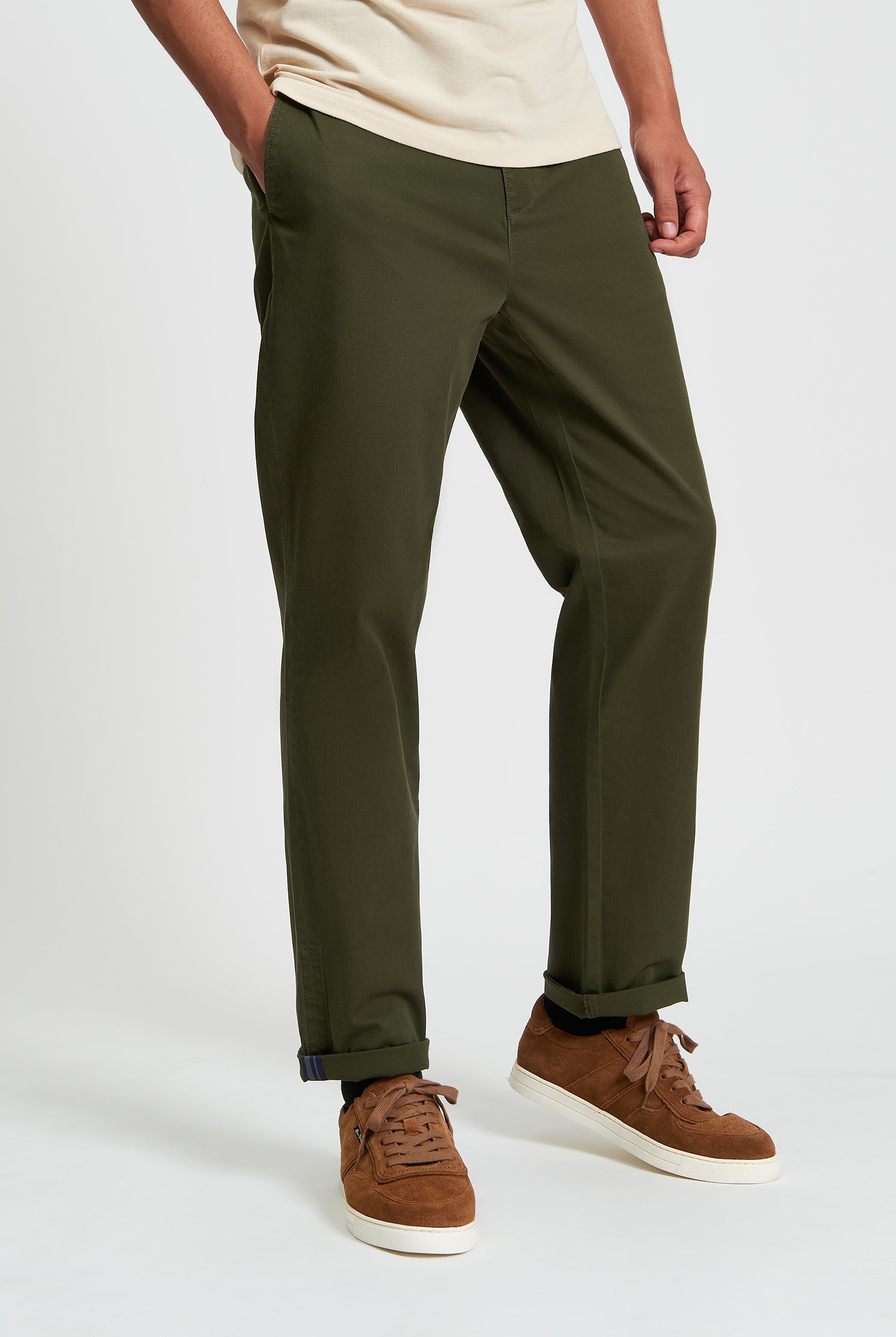Signature Slim Stretch Chino - Khaki - Front View