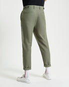 Linen Cotton Trouser – olive green – slim tapered fit with four pockets for comfort and style.