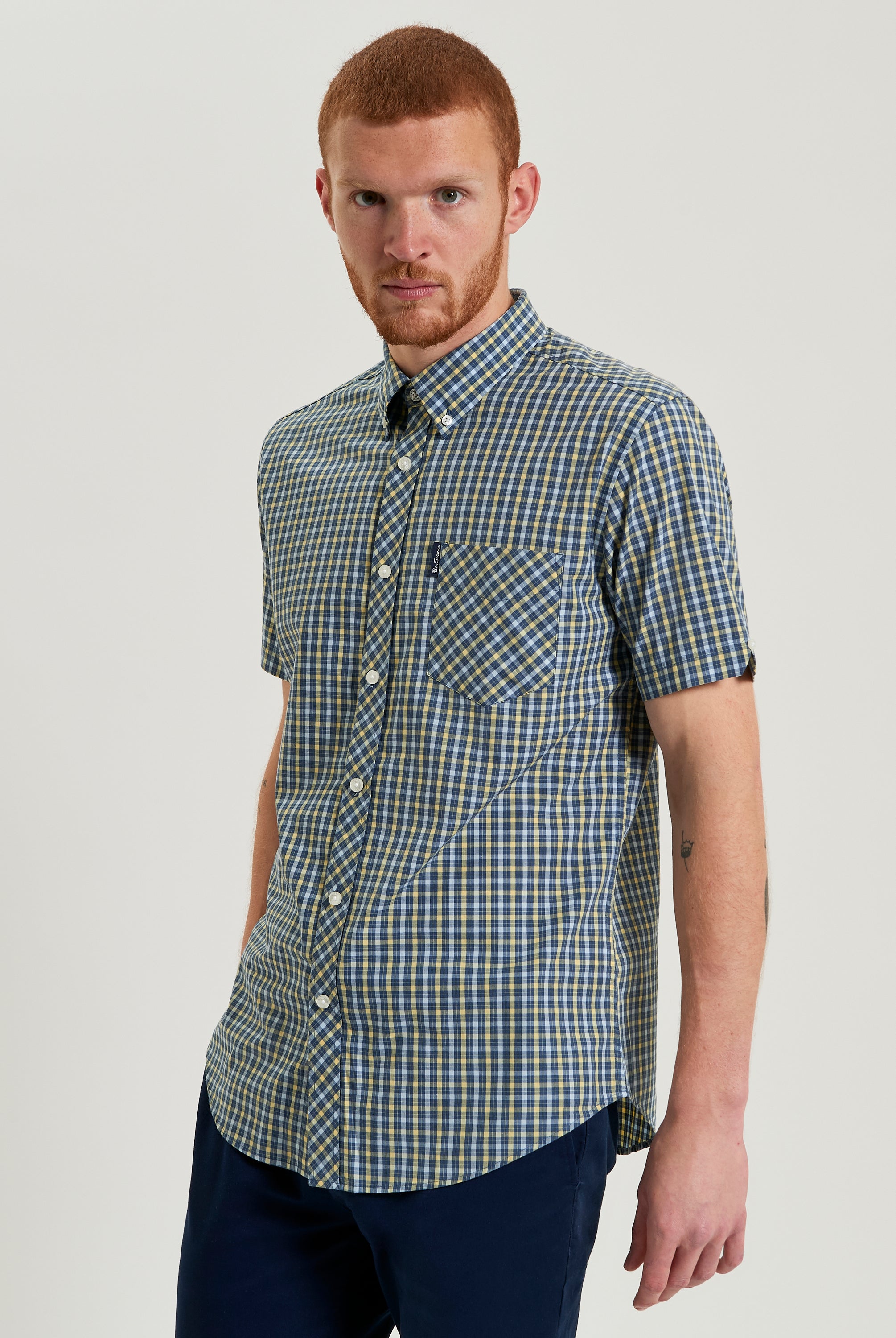 Signature House Check Short Sleeve Shirt – Green and Blue