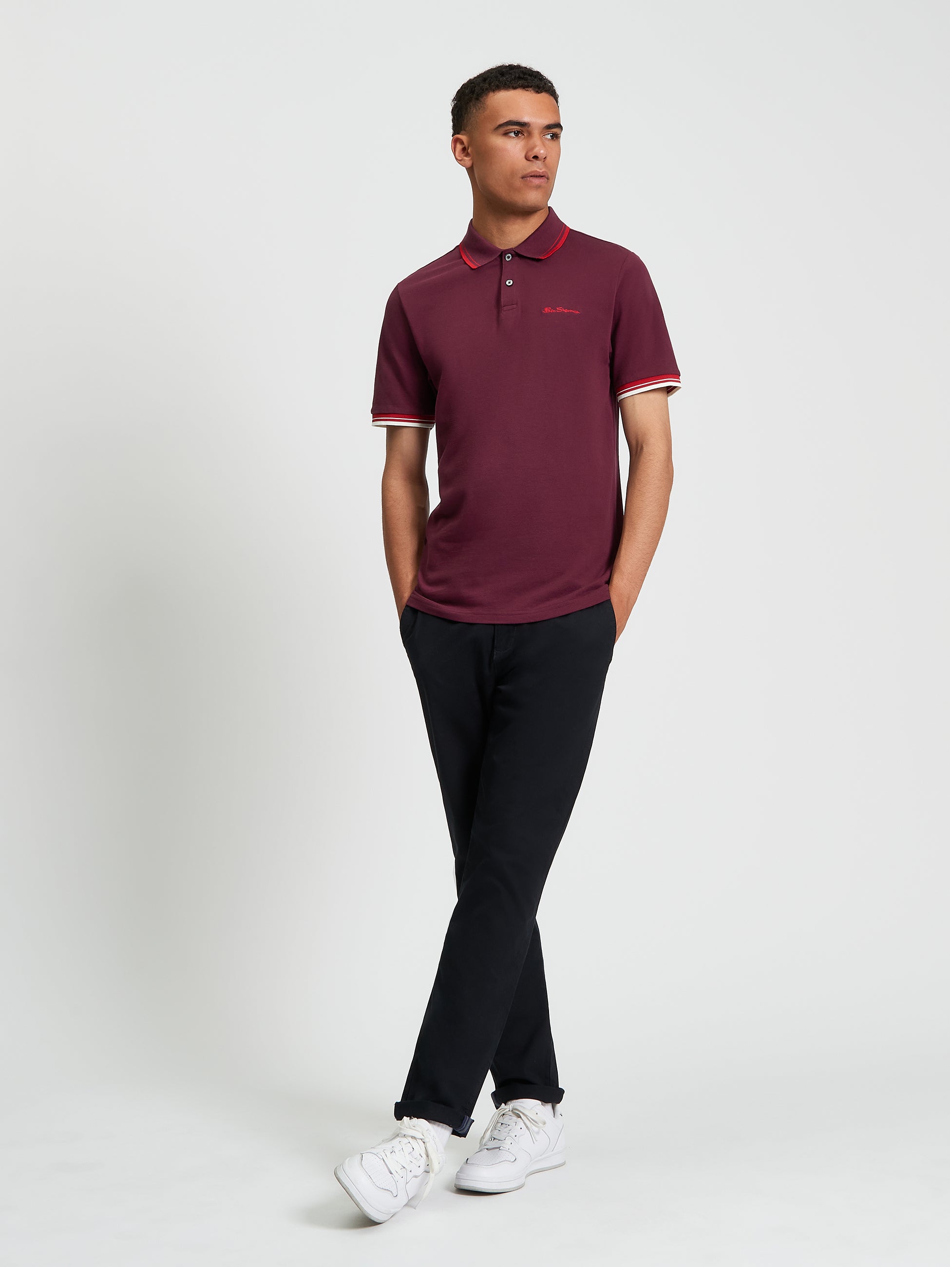 Signature Pique Polo - Burgundy - Close Up Shot