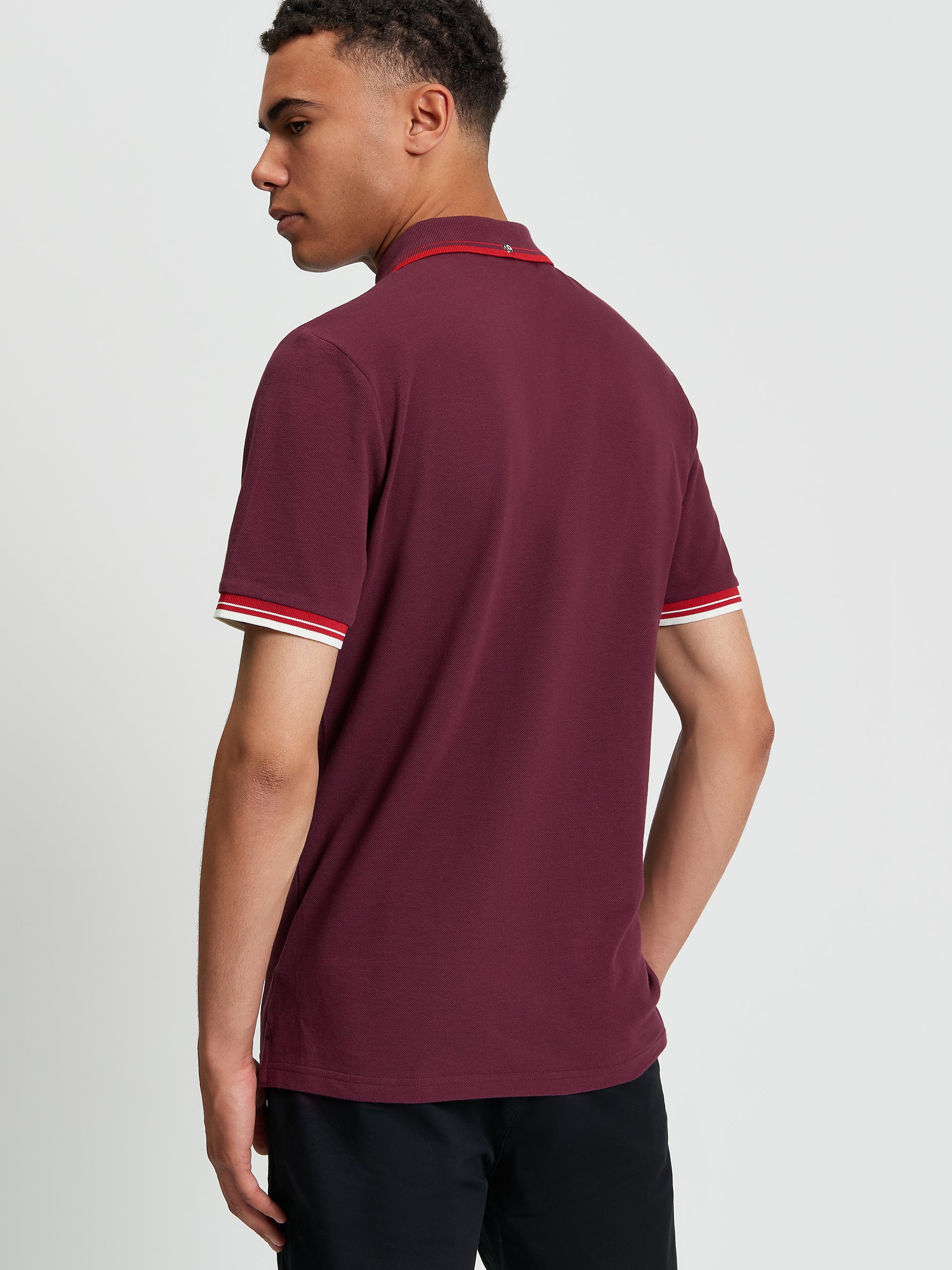 Signature Pique Polo - Burgundy - Back View