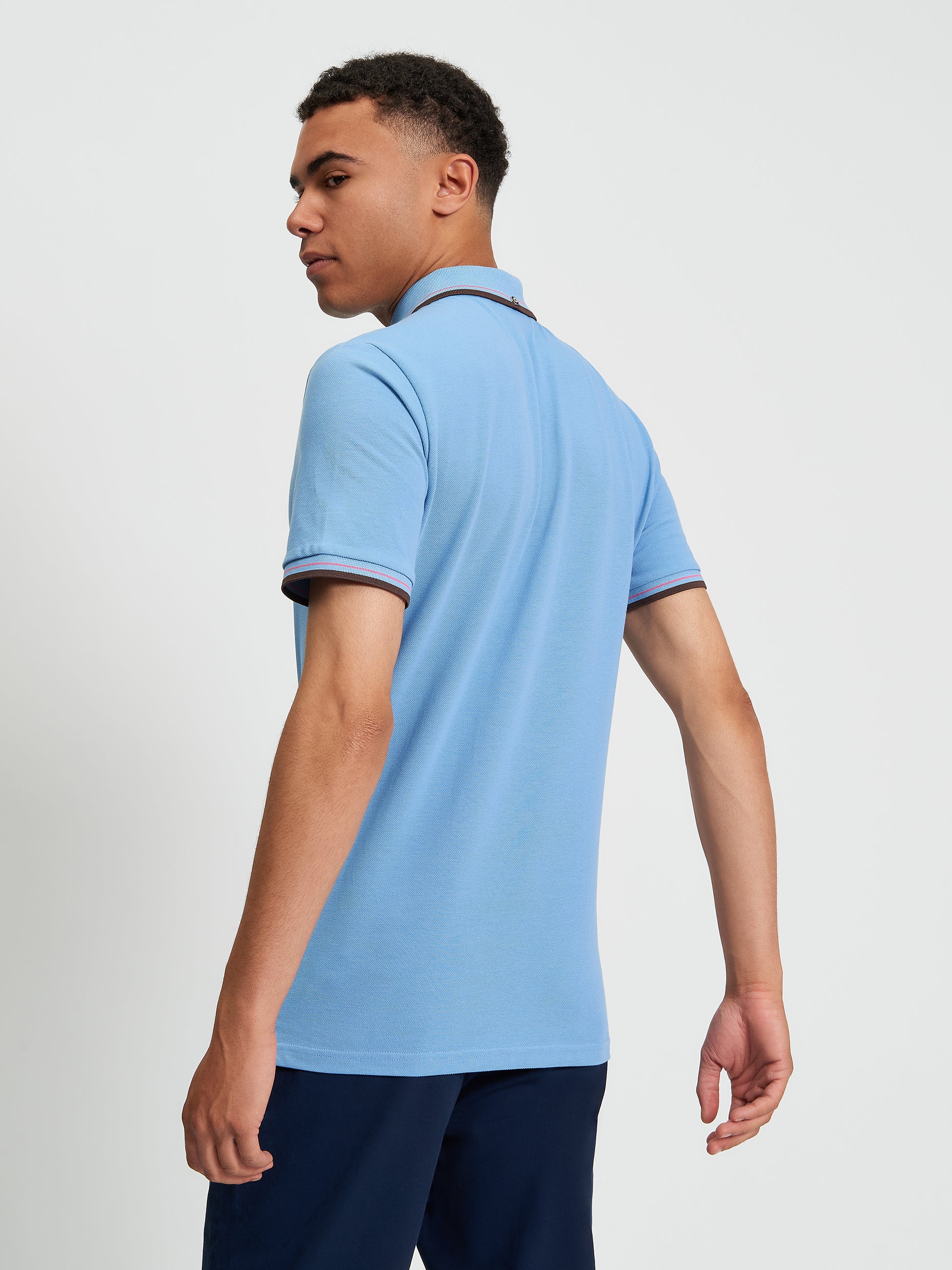 Signature Pique Polo - Pale Blue - Back View