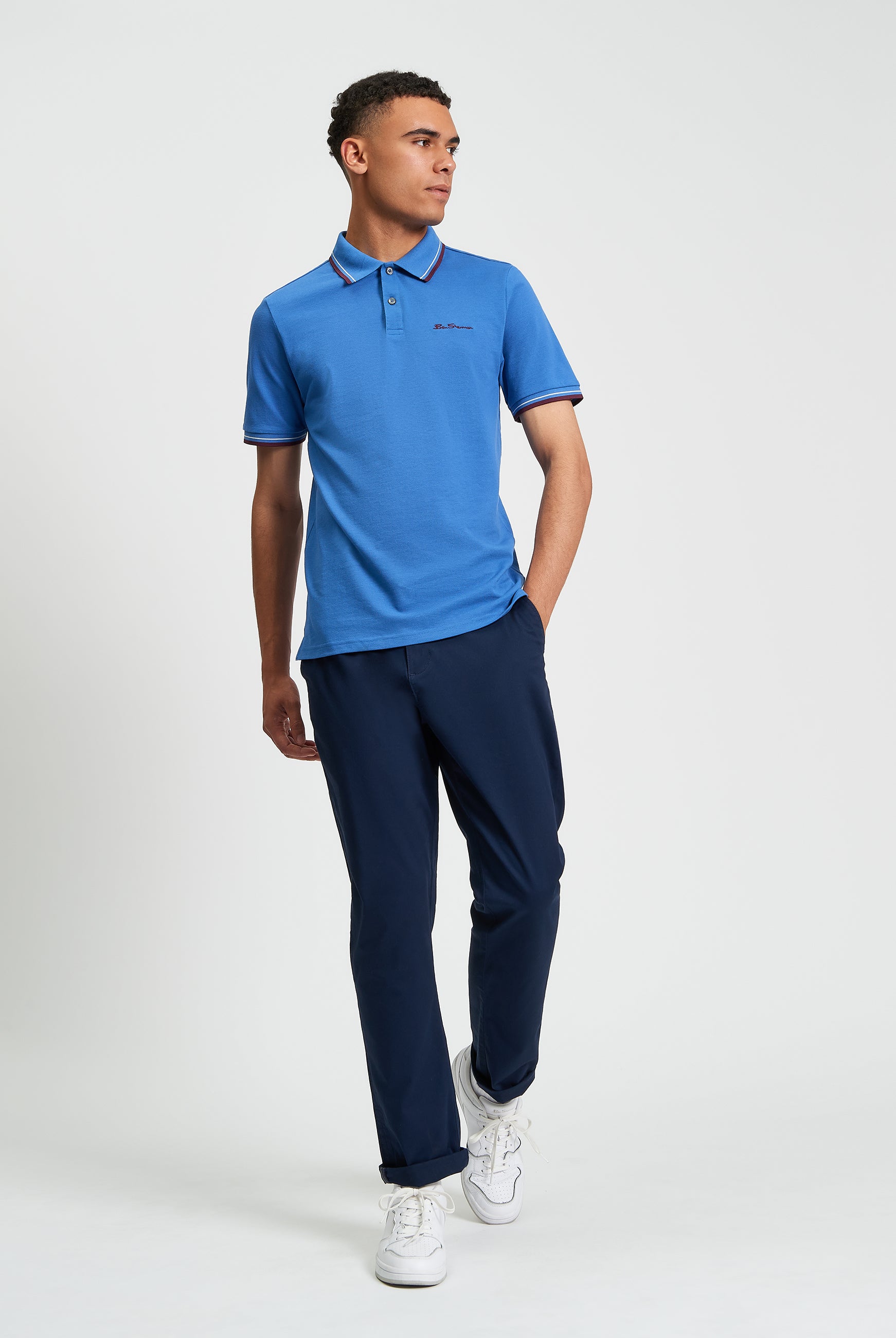 Signature Pique Polo- Cobalt - Full Length View