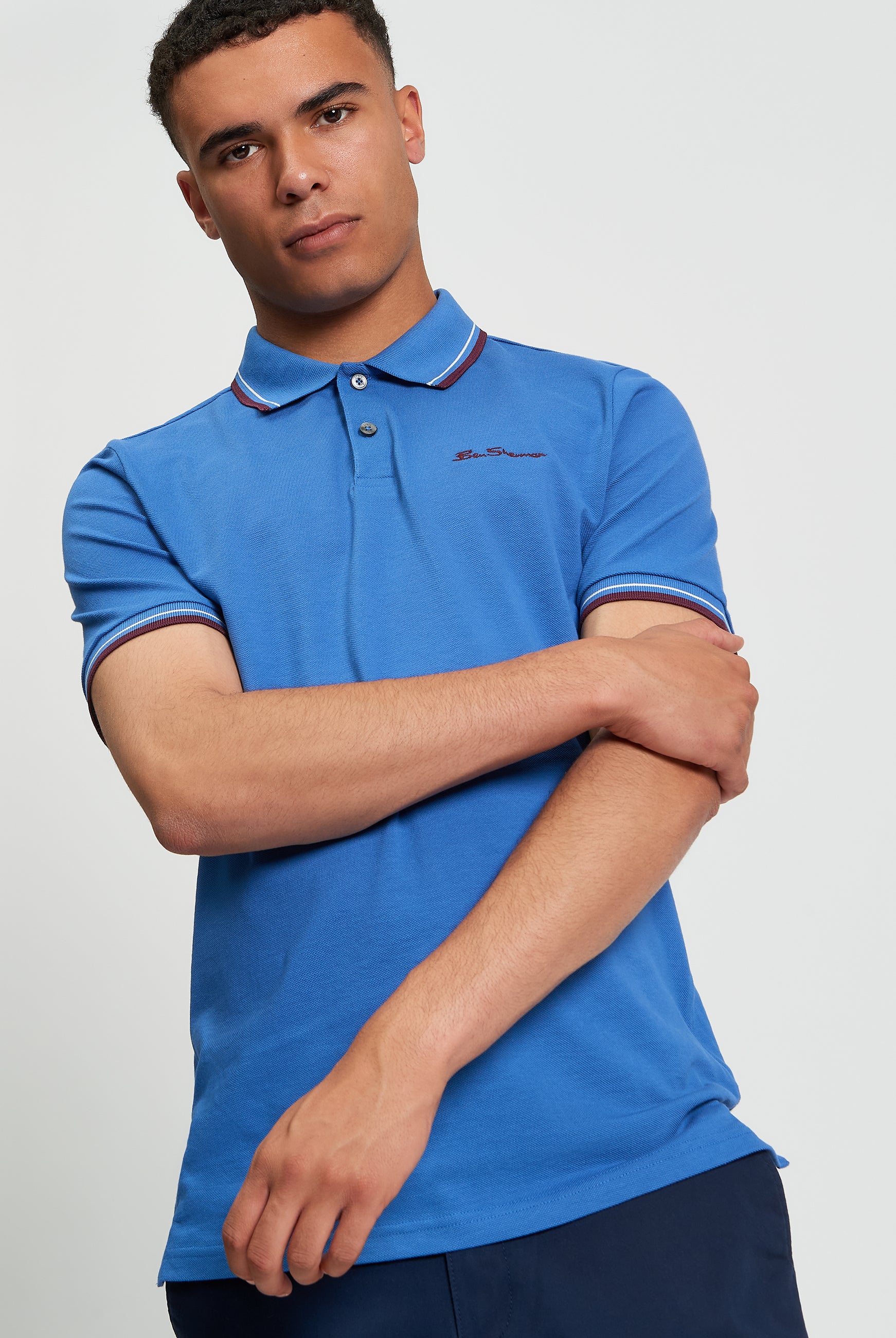 Signature Pique Polo- Cobalt - Front View