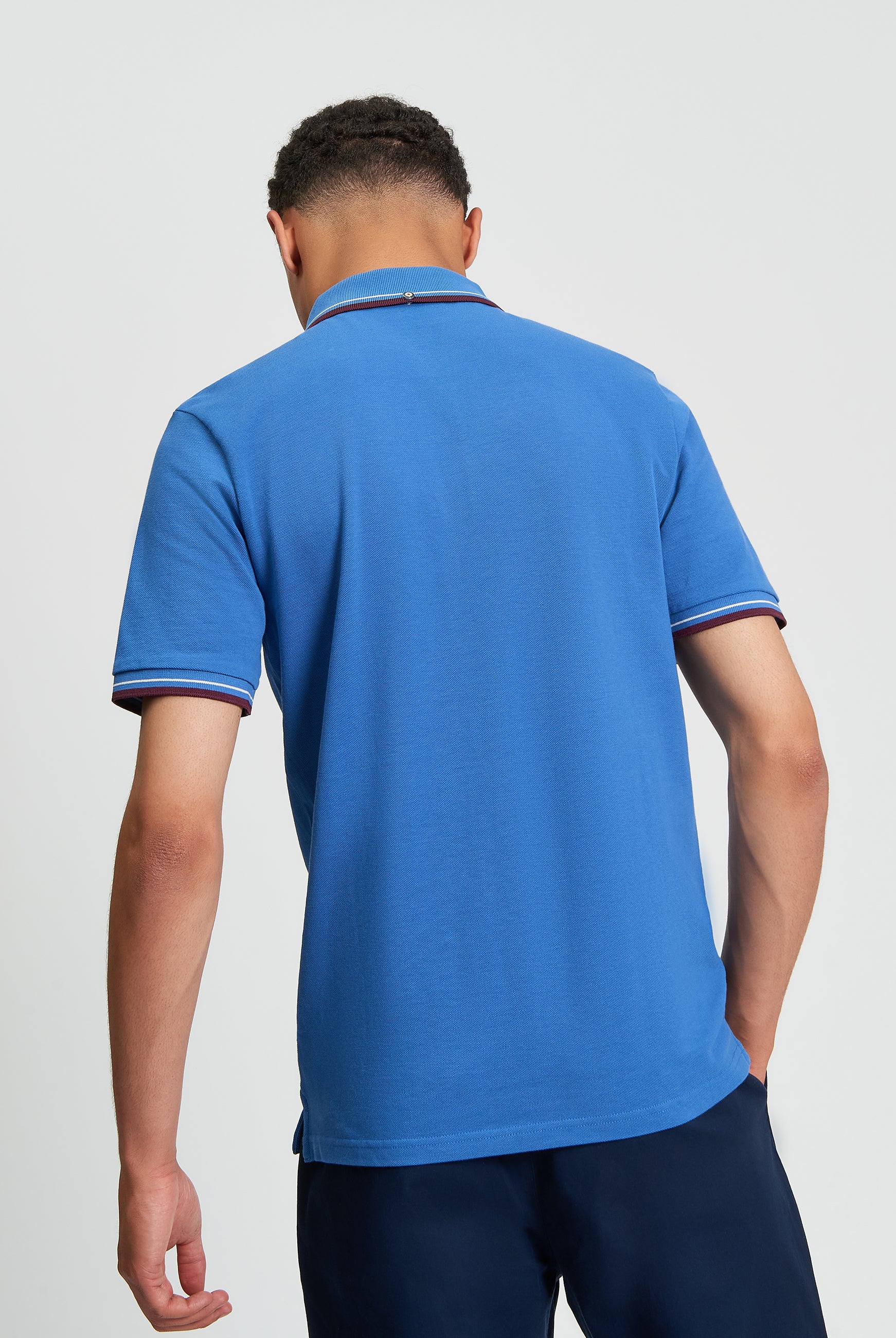 Signature Pique Polo- Cobalt - Back View