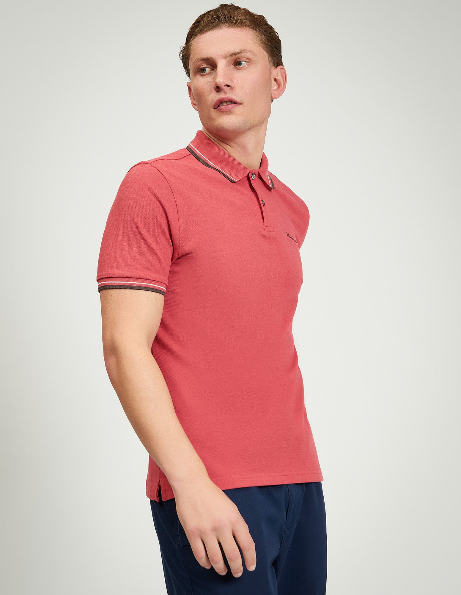 Signature Pique Polo – Pink Regular Fit with Contrast Detailing