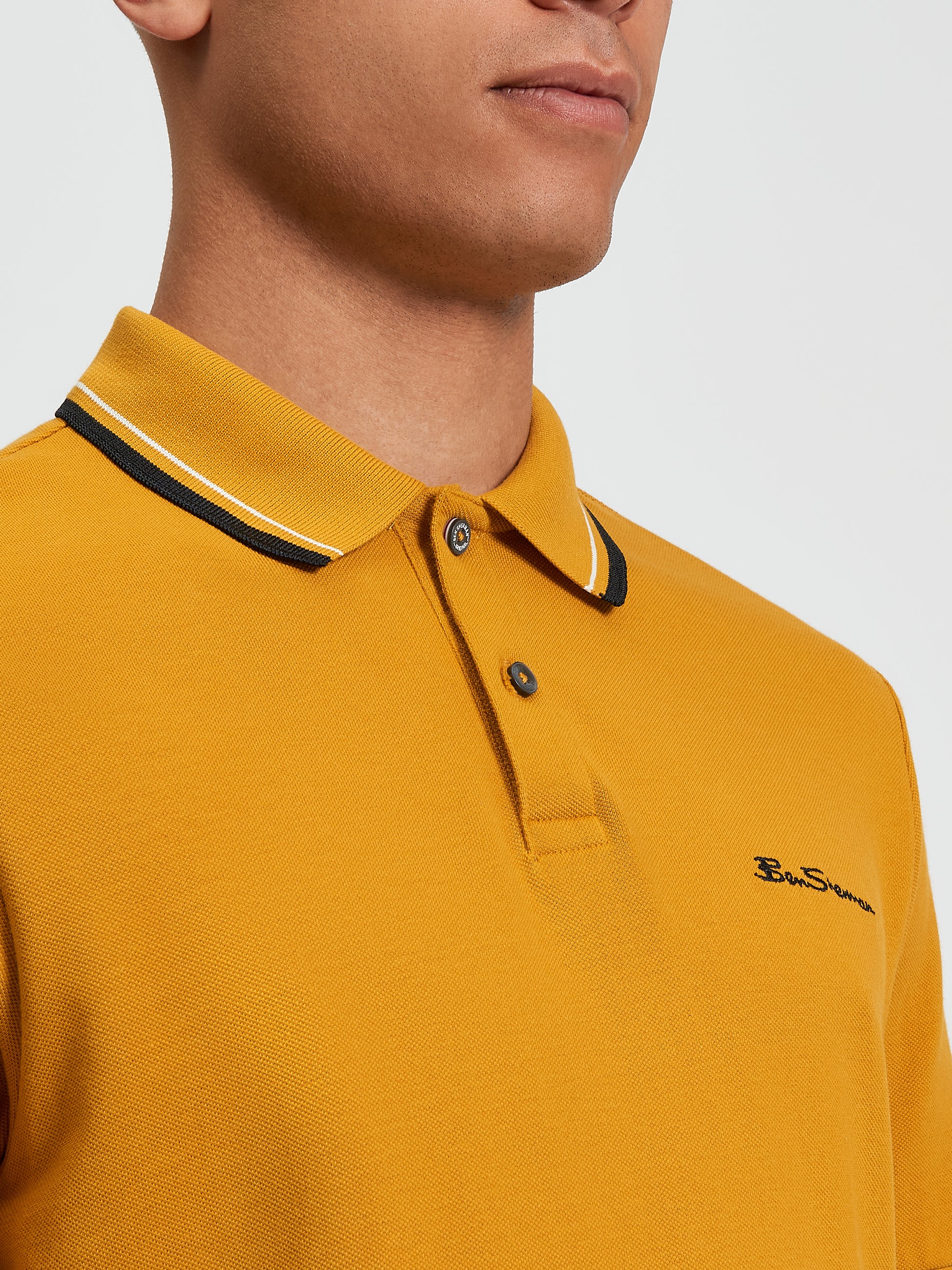 Signature Pique Polo - Mustard - Close Up