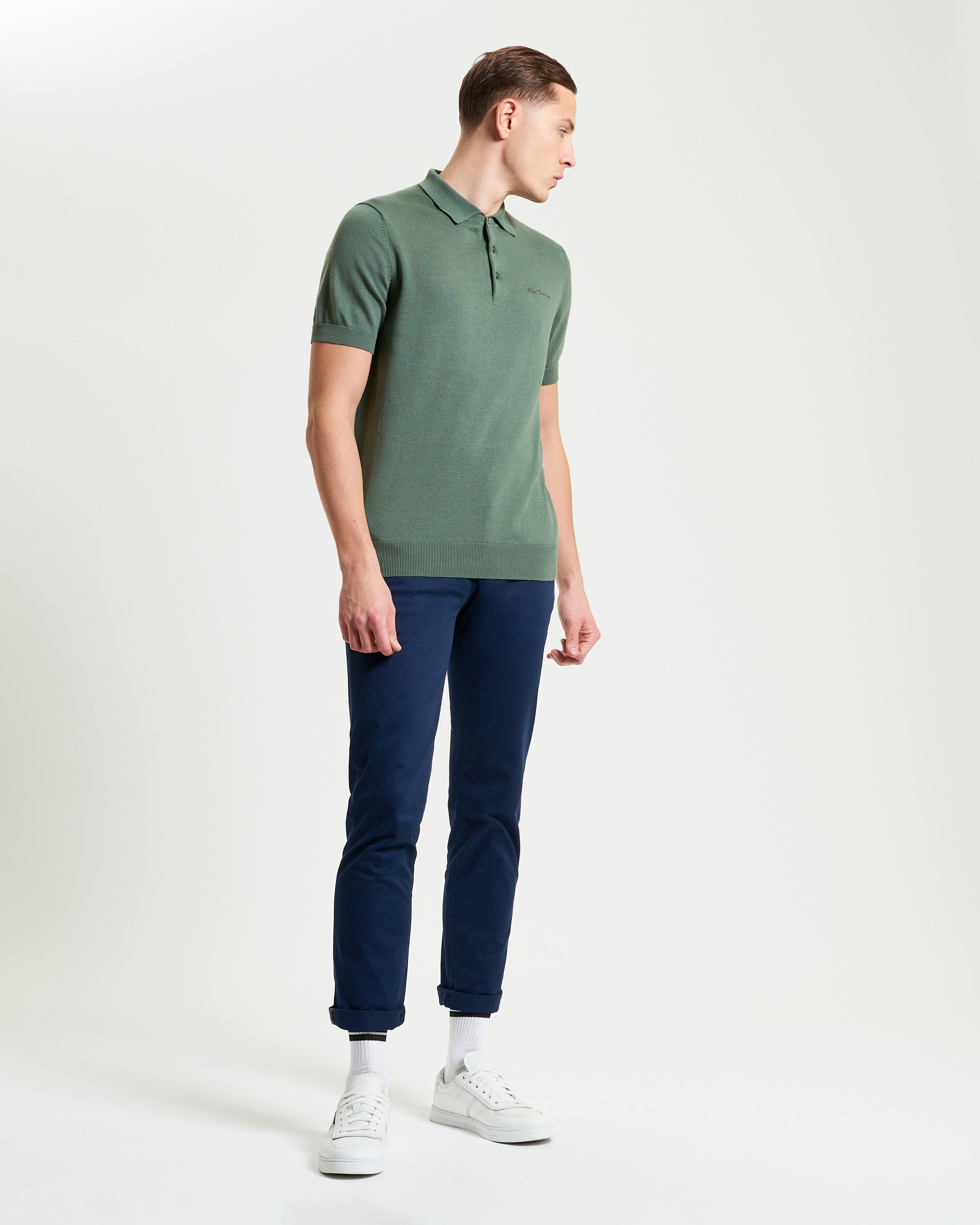 Signature Short Sleeve Polo – Green, featuring ribbed collar and cuffs for a sleek and relaxed fit.