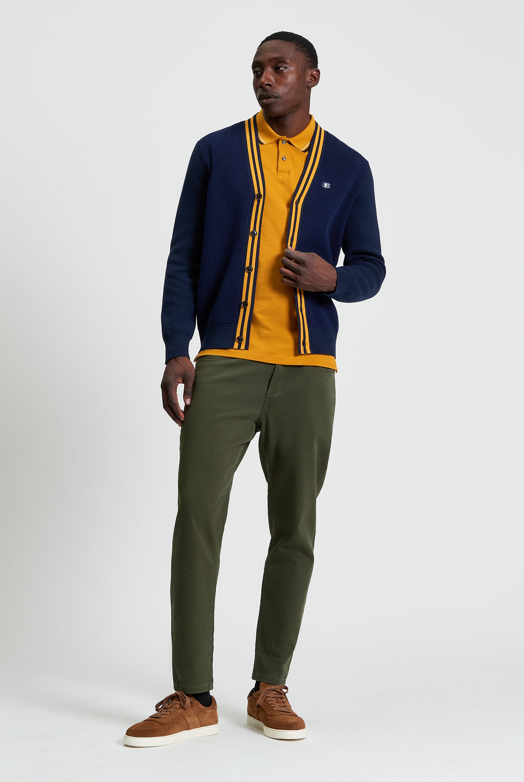 Navy Knitted Cardigan Button Up