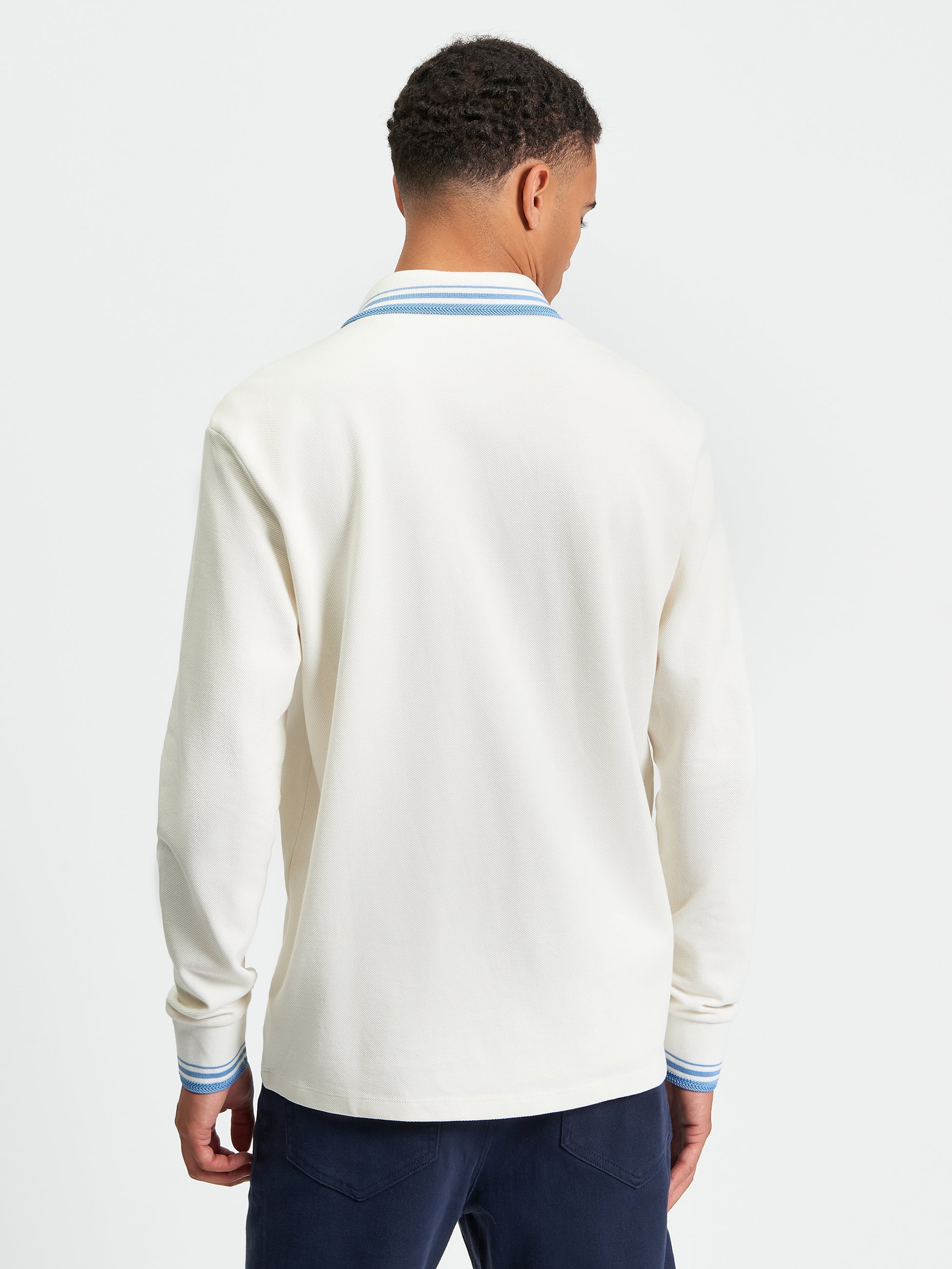 Long Sleeve Polo Top White