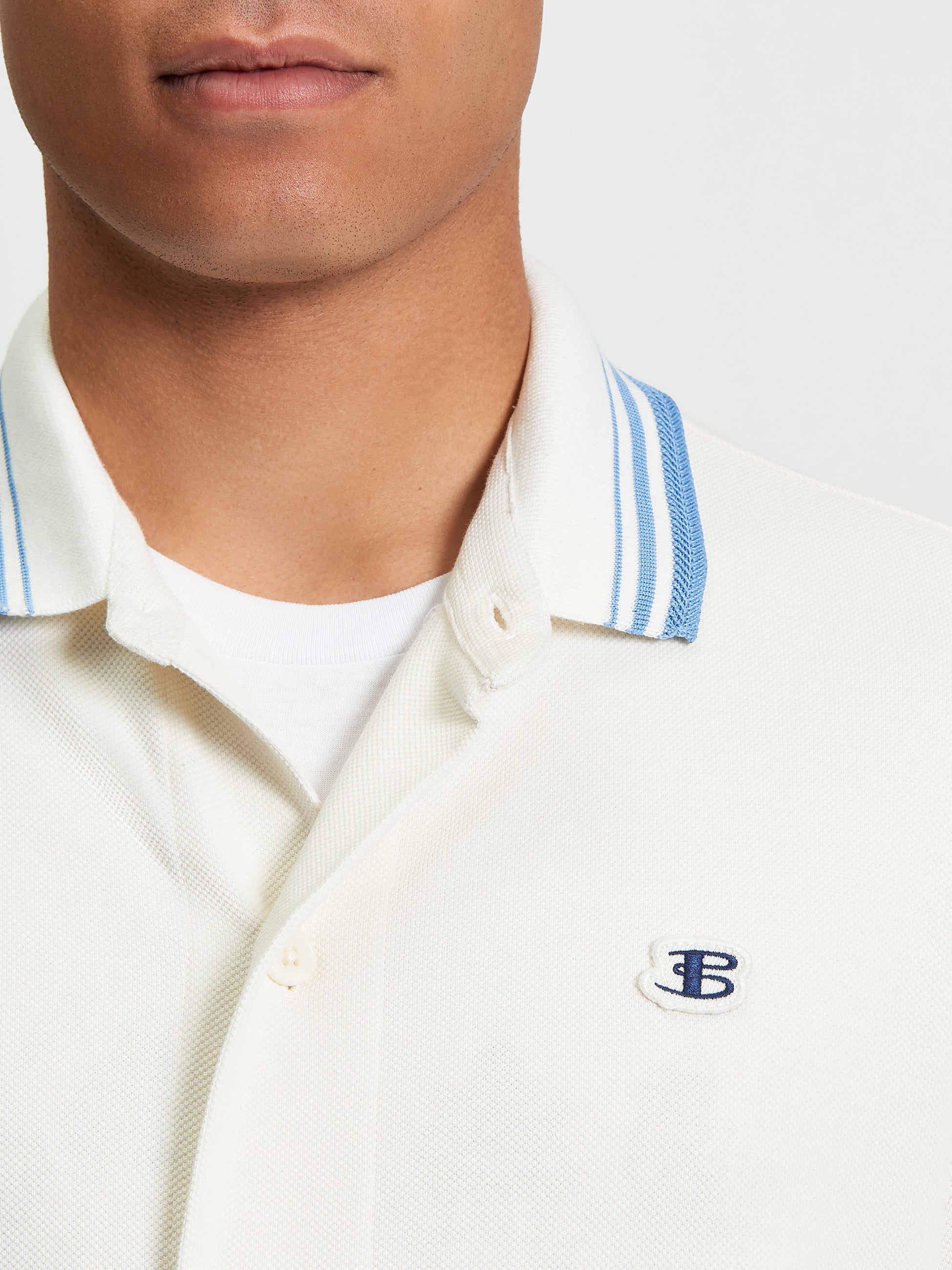 Long Sleeve Polo Top White