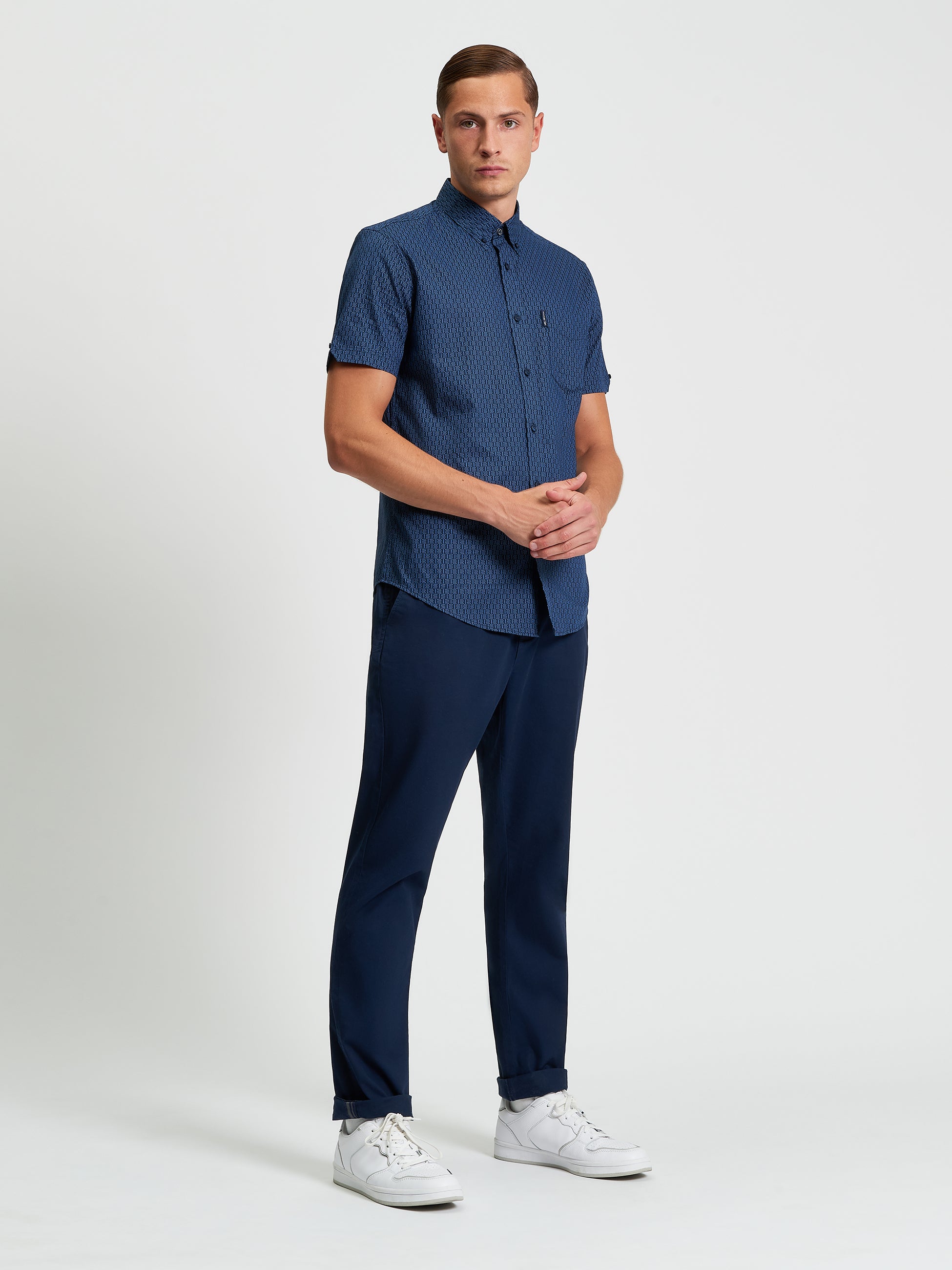 Short Sleeve Shirt Print Blue