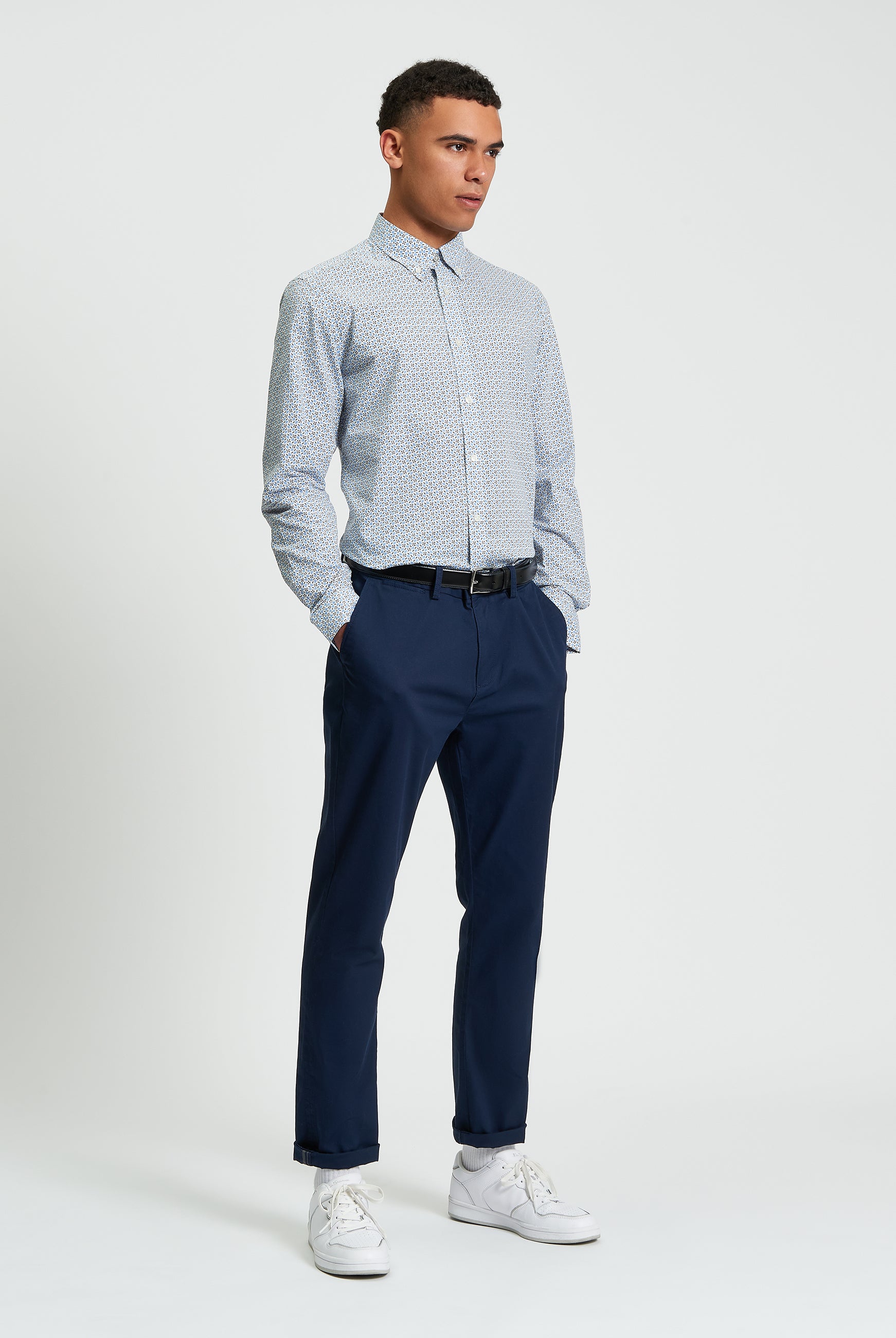 Split Geo Print - Pale Blue - Full Length