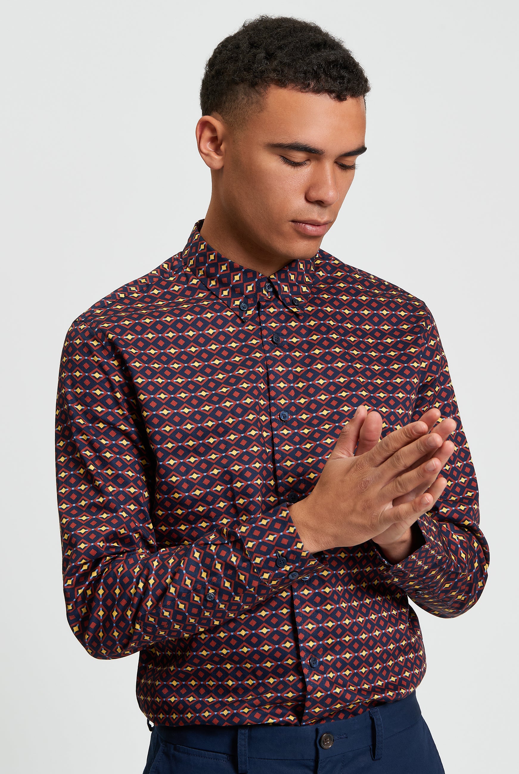 Craft Geo Print Shirt - Burnt Orange - Front