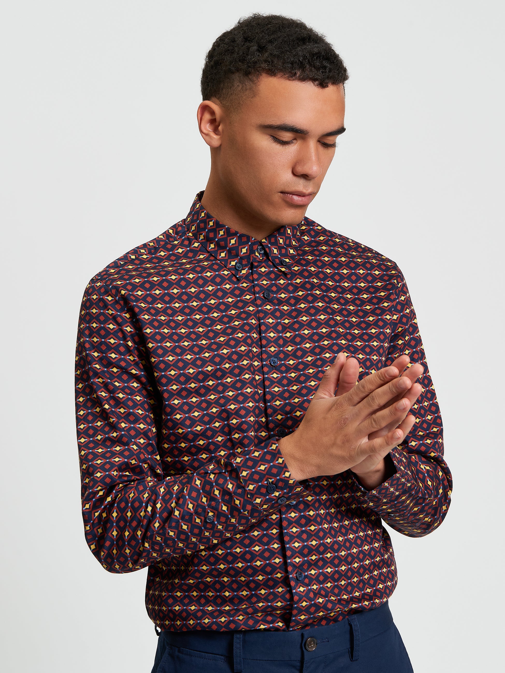 Craft Geo Print Shirt - Burnt Orange - Front