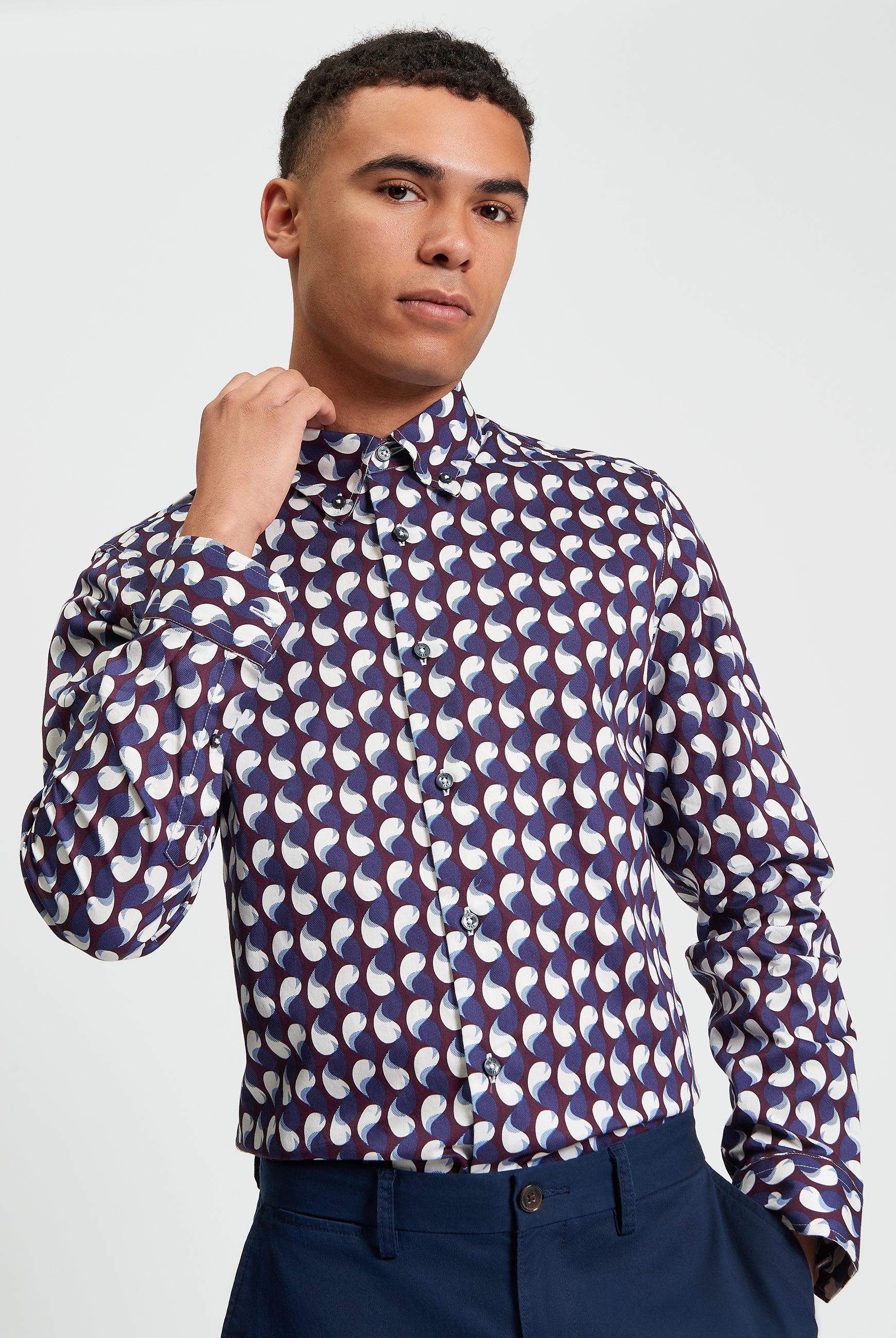 Paisley Geo Print - Dark Wine - Front