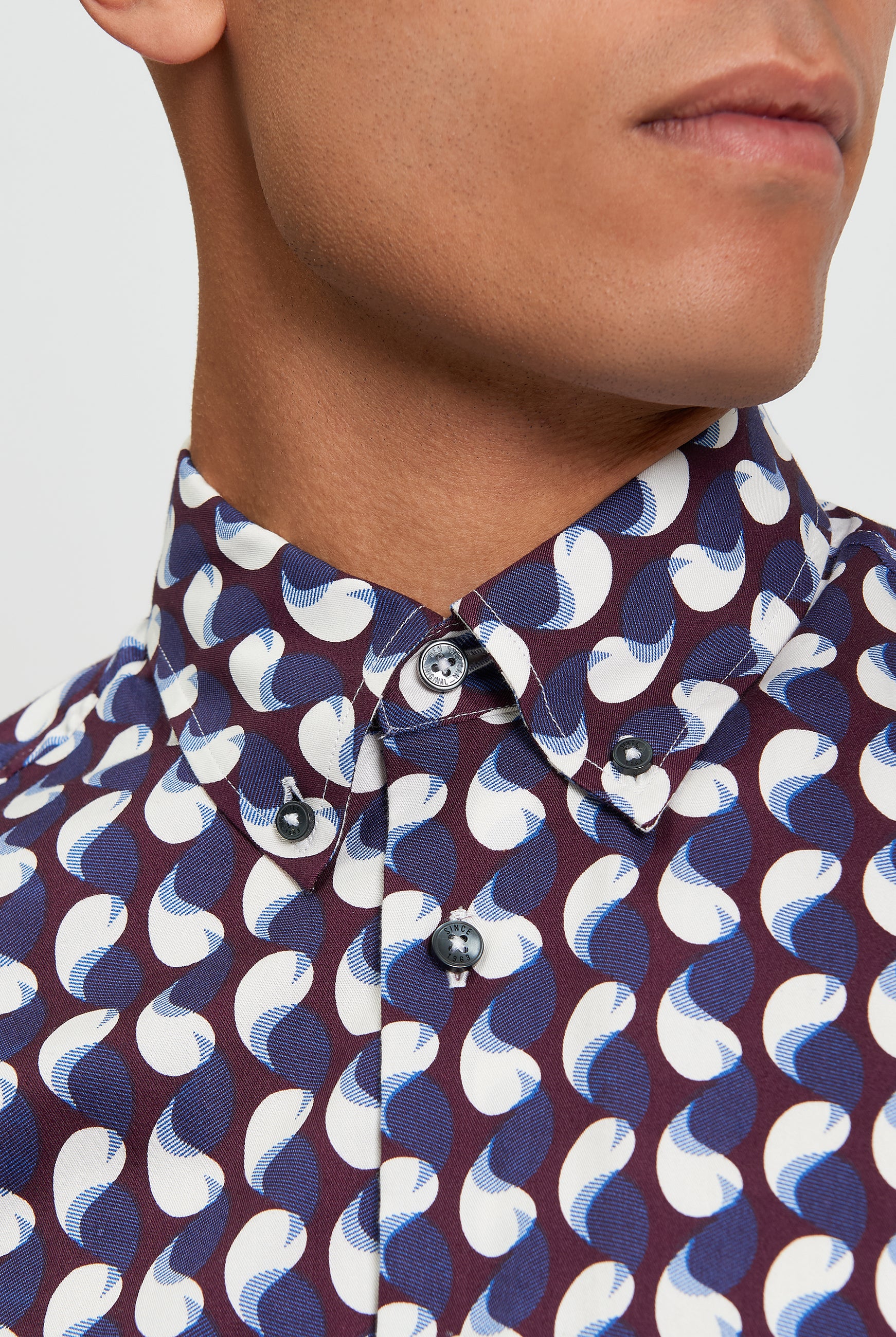 Paisley Geo Print - Dark Wine - Close Up