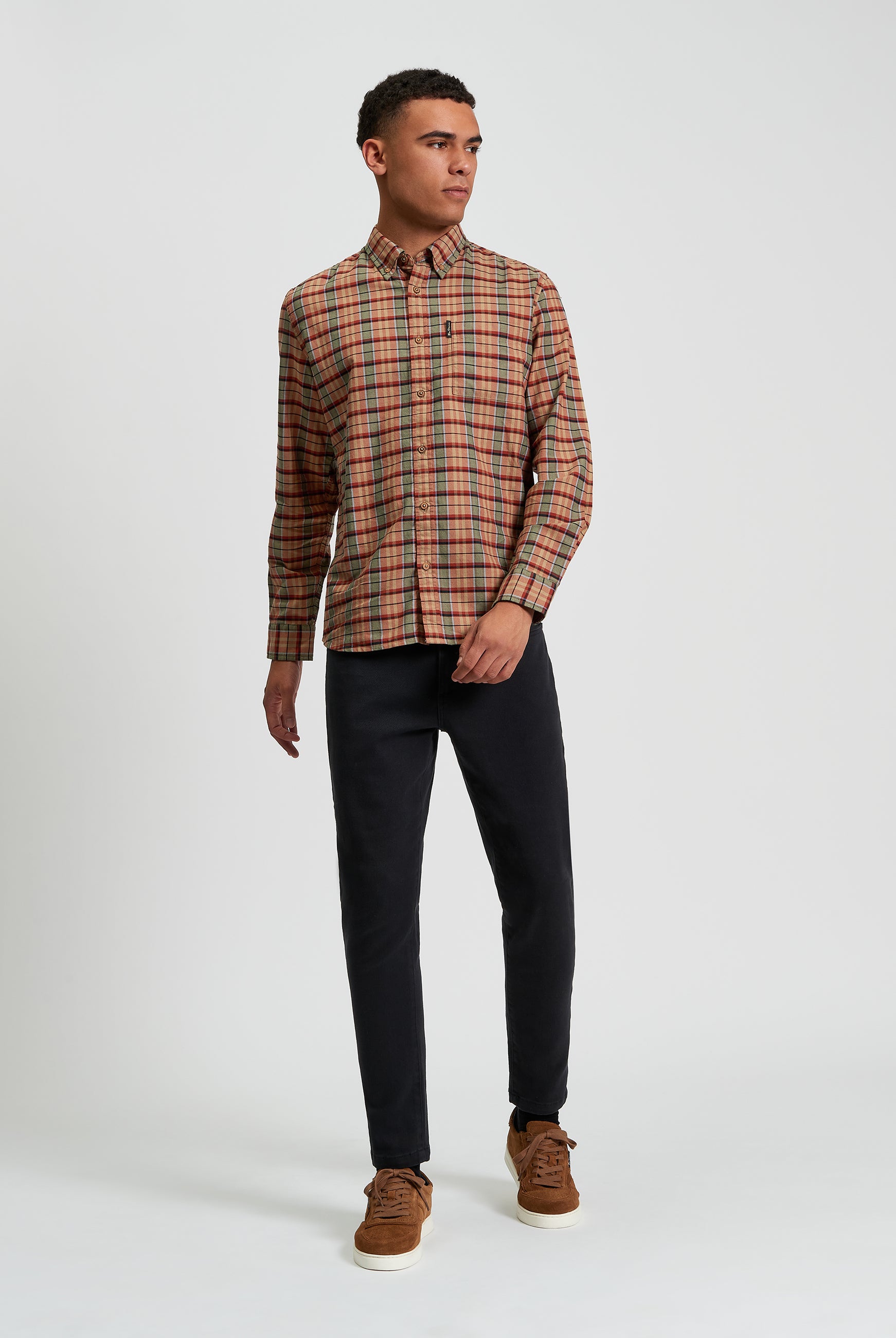 Multicolour Oxford Check - Burnt Orange - Full Length