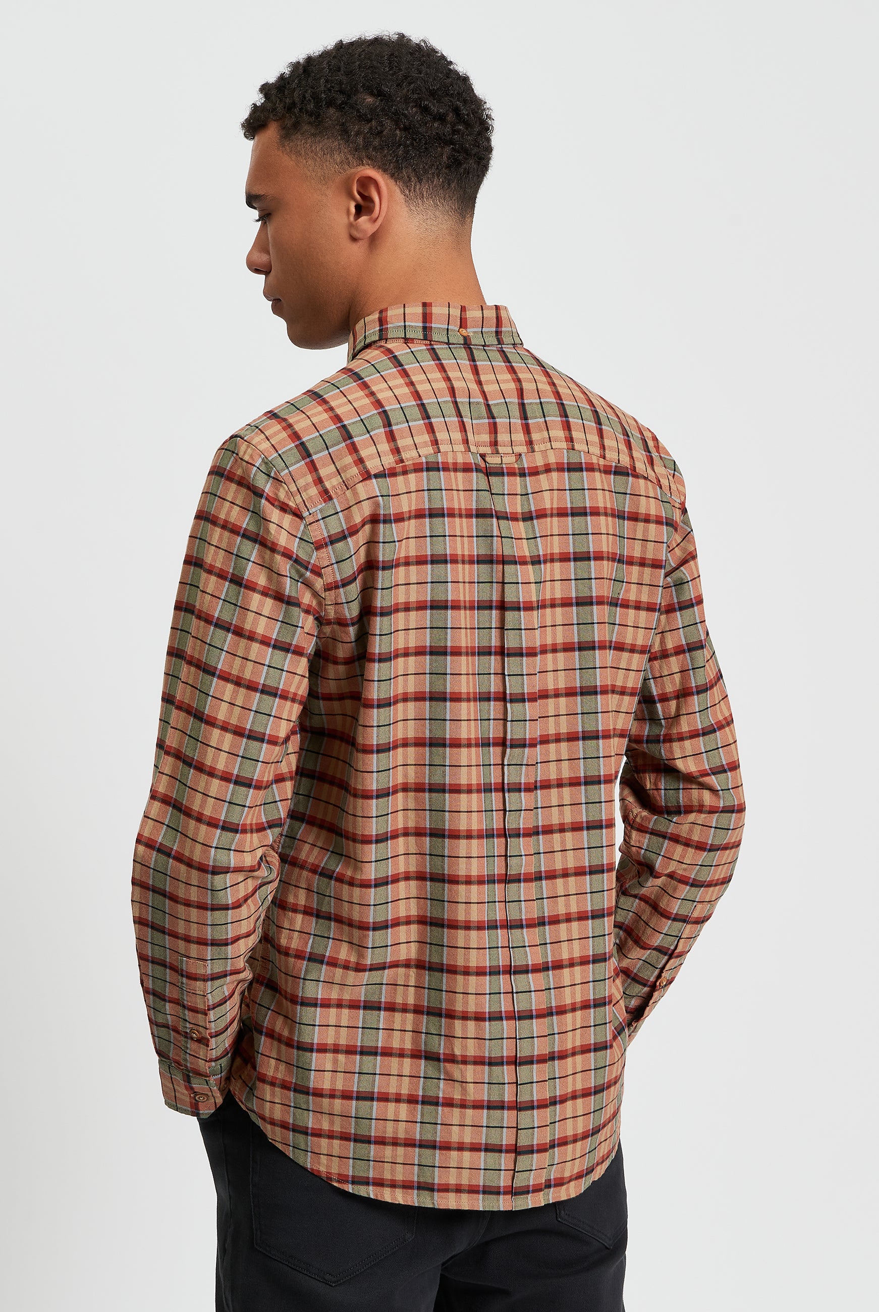 Multicolour Oxford Check - Burnt Orange - Back