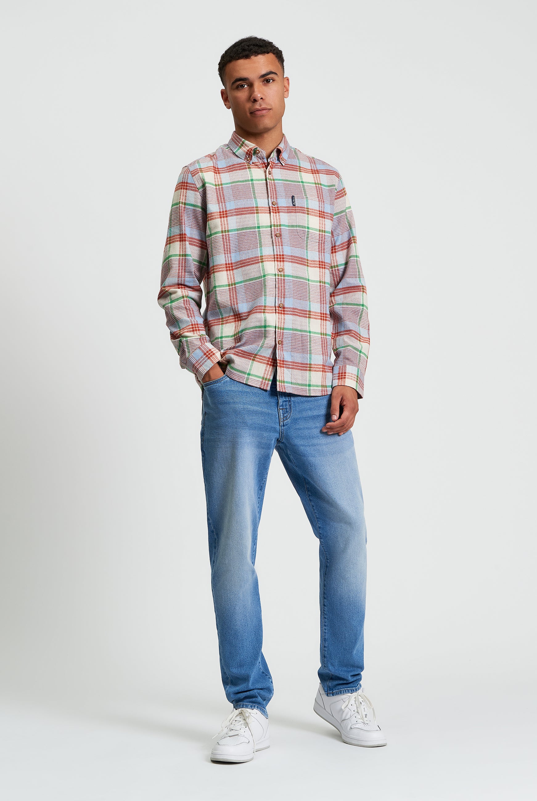Brushed Crepe Check - Fog - Full Length