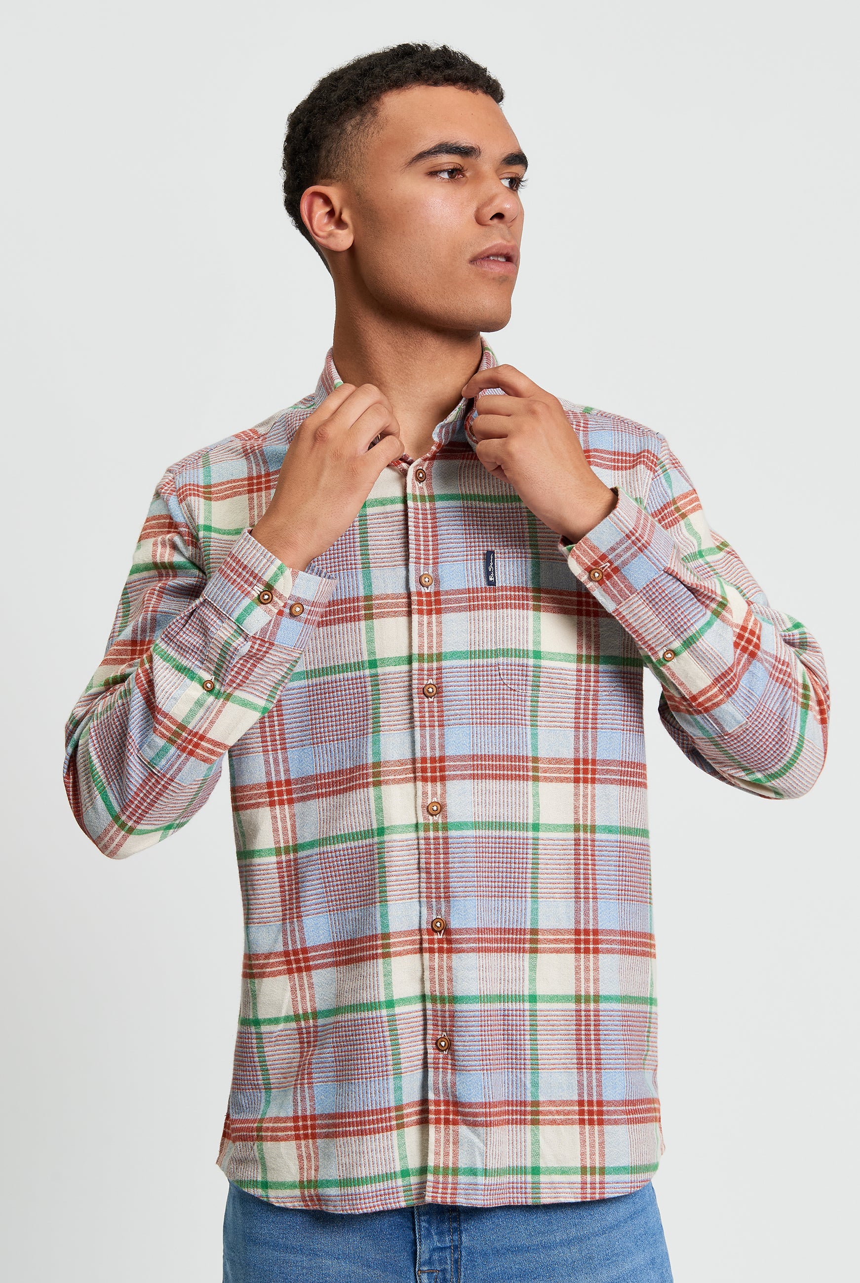 Brushed Crepe Check - Fog - Front