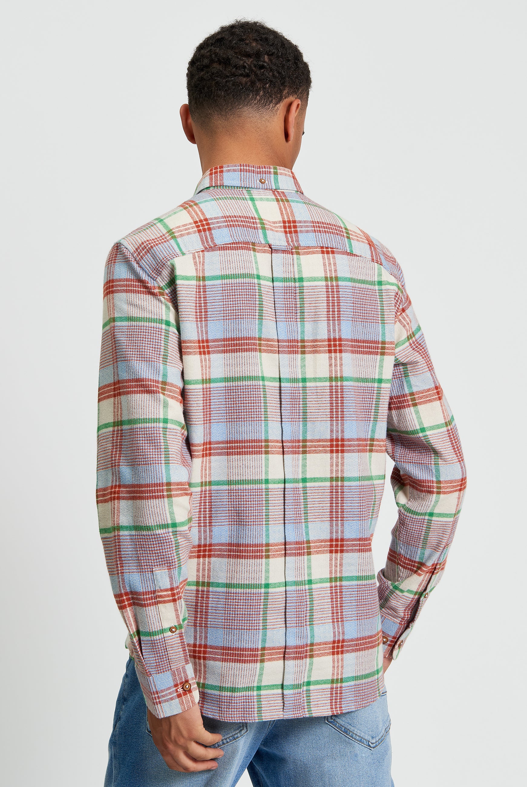 Brushed Crepe Check - Fog - Back