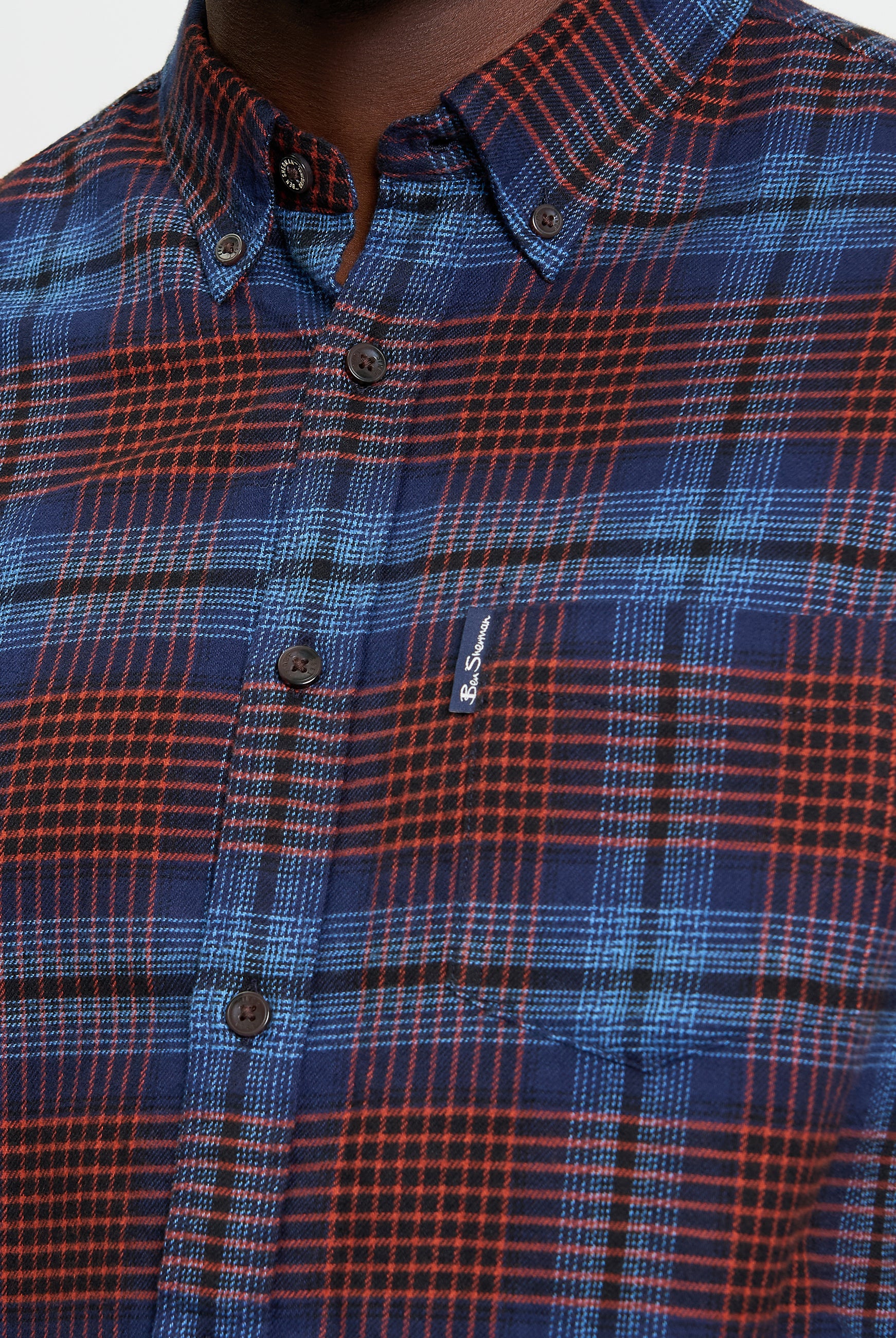 Ombre Check Shirt - Marine - Close Up