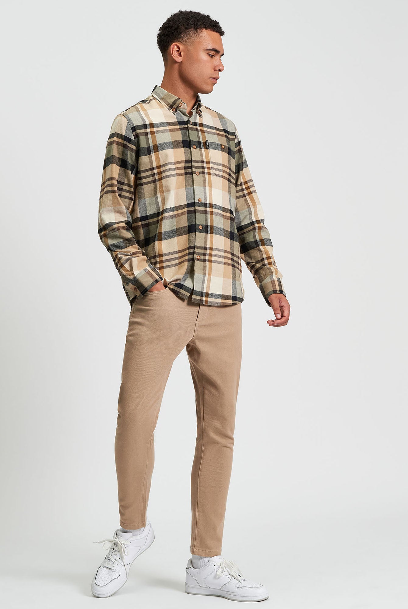 Brushed Check - Sand - Full Length