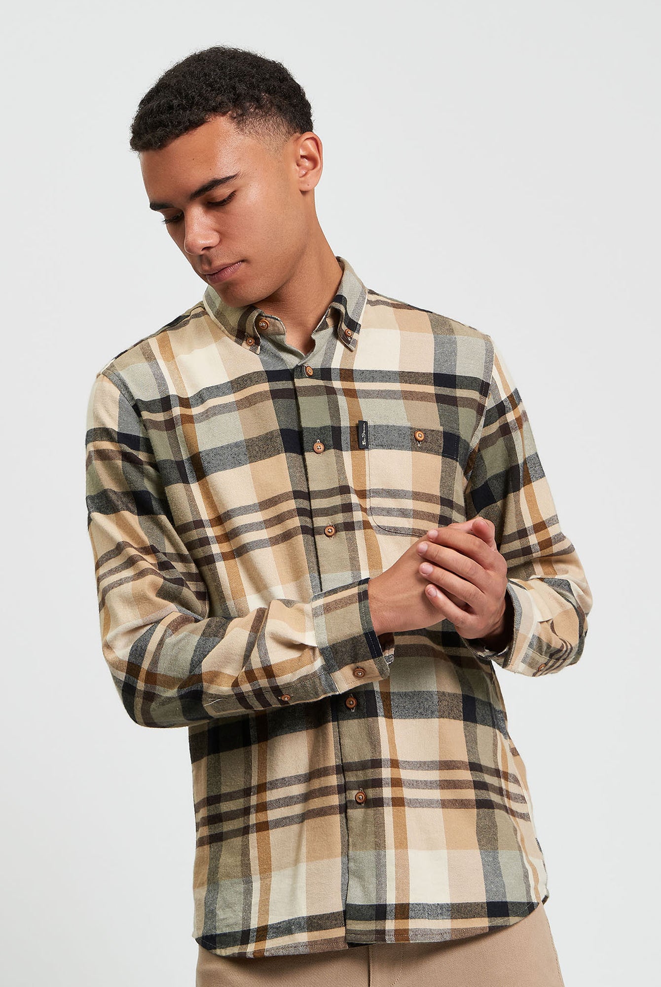 Brushed Check - Sand - Front
