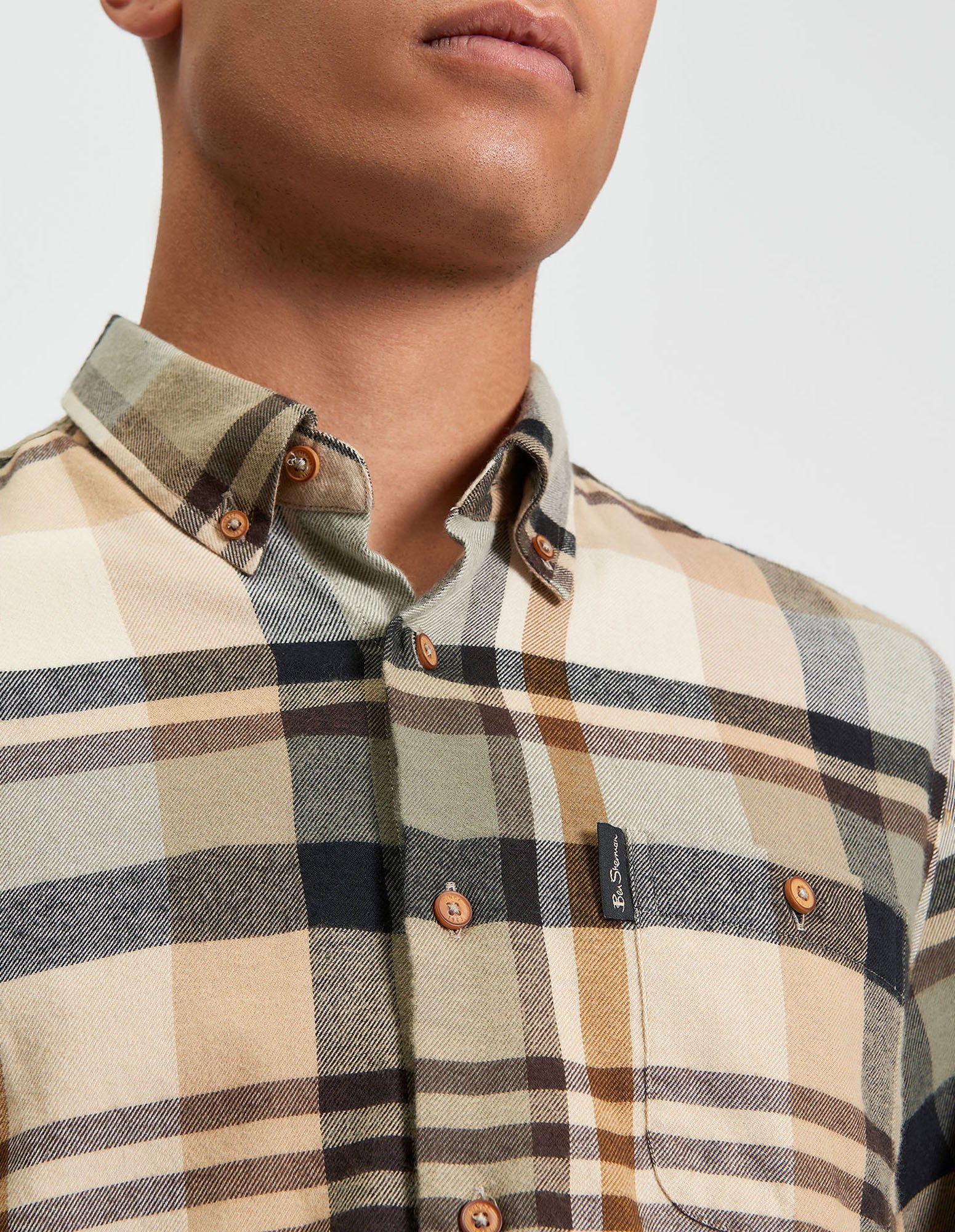 Brushed Check - Sand - Close Up