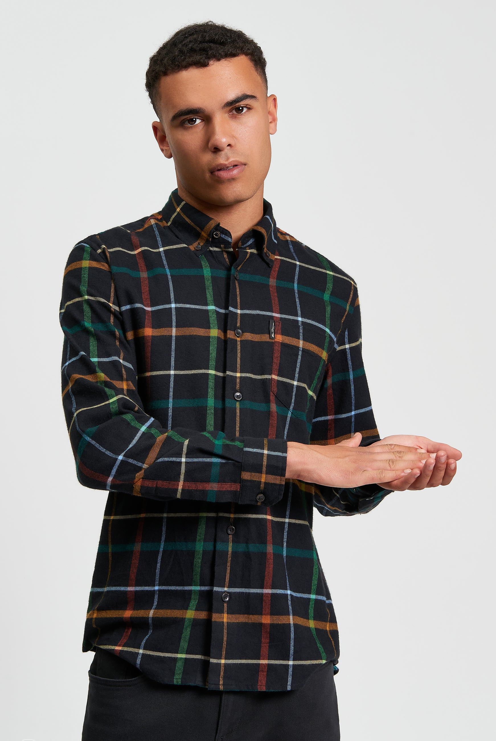 Oversized Brushed Check - Black - Front