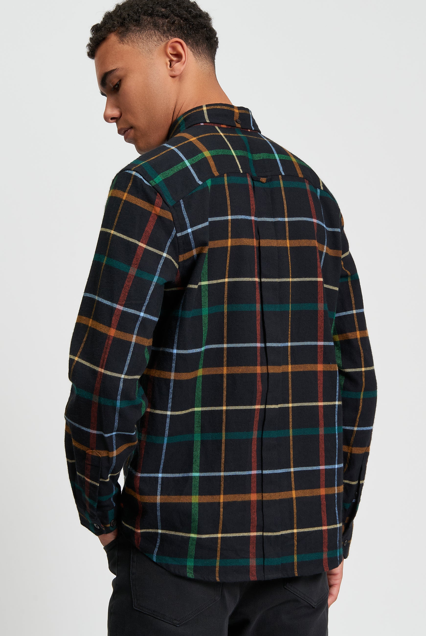 Oversized Brushed Check - Black - Back