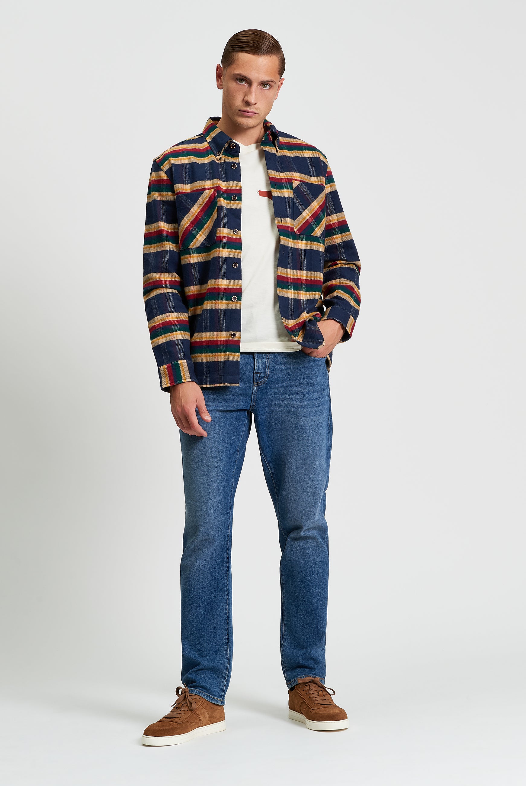 Brushed Check Shirt Flannel Dark Navy